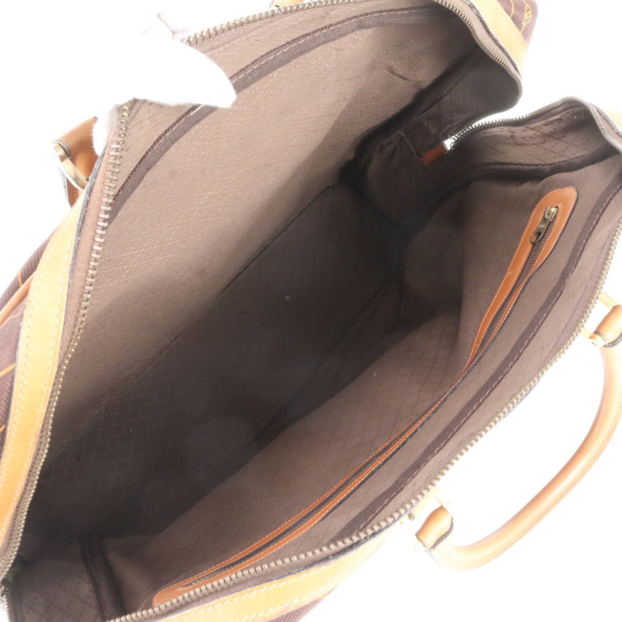 Gucci Brown Leather Canvas Boston Bag Tote Bag (Pre-Owned)