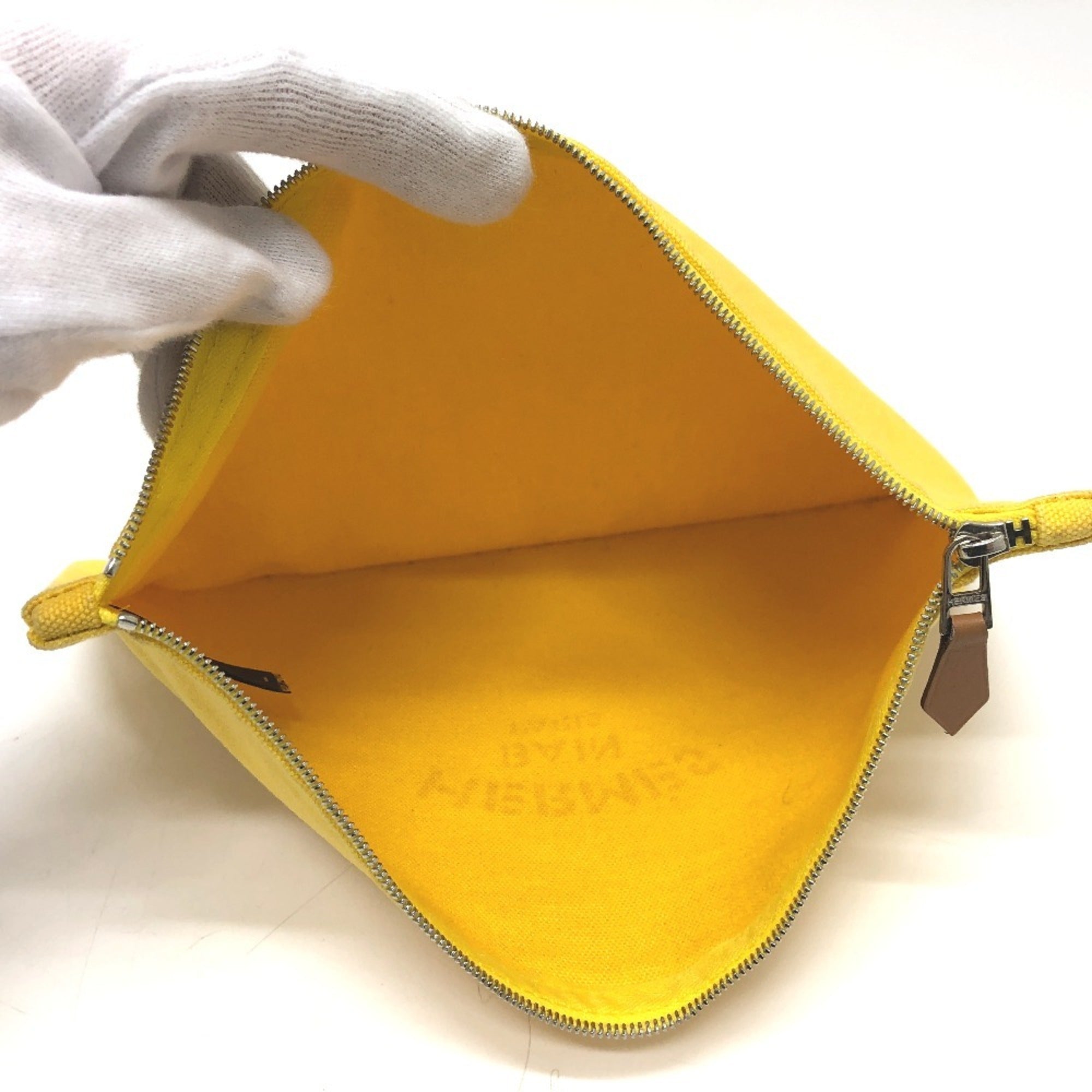 Hermes Yellow Canvas Pouch (Pre-Owned)