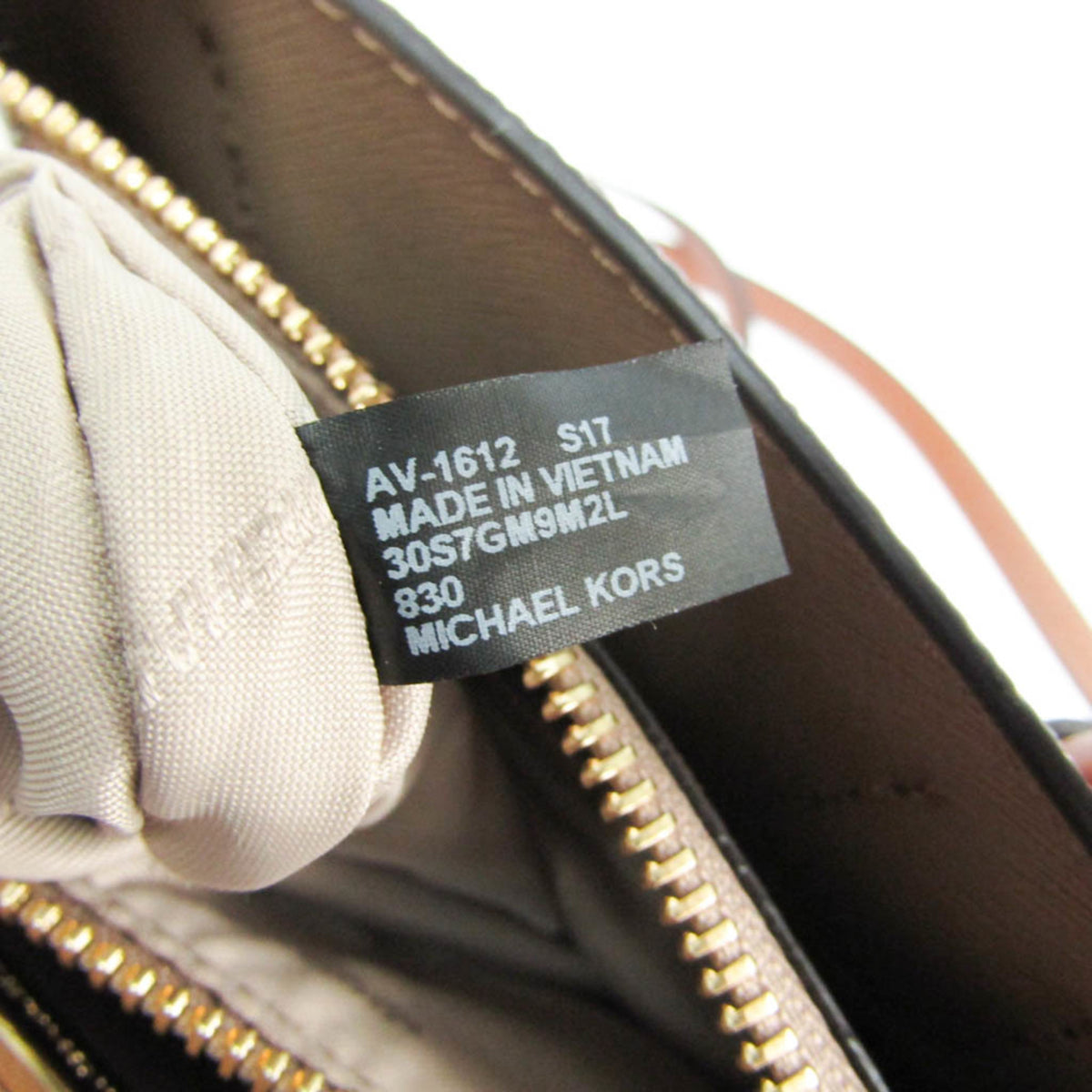 Michael Kors Brown Dark Orange Off-White Leather Handbag Shoulder Bag (Pre-Owned)