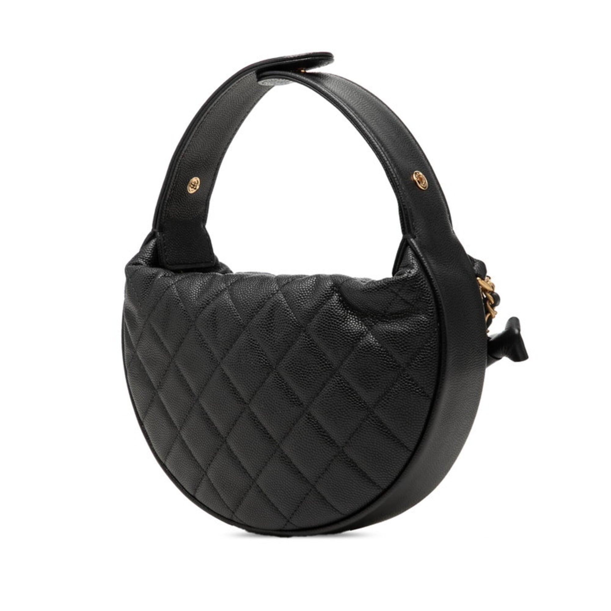 Chanel Black Grained Calfskin Handbag (Pre-Owned)