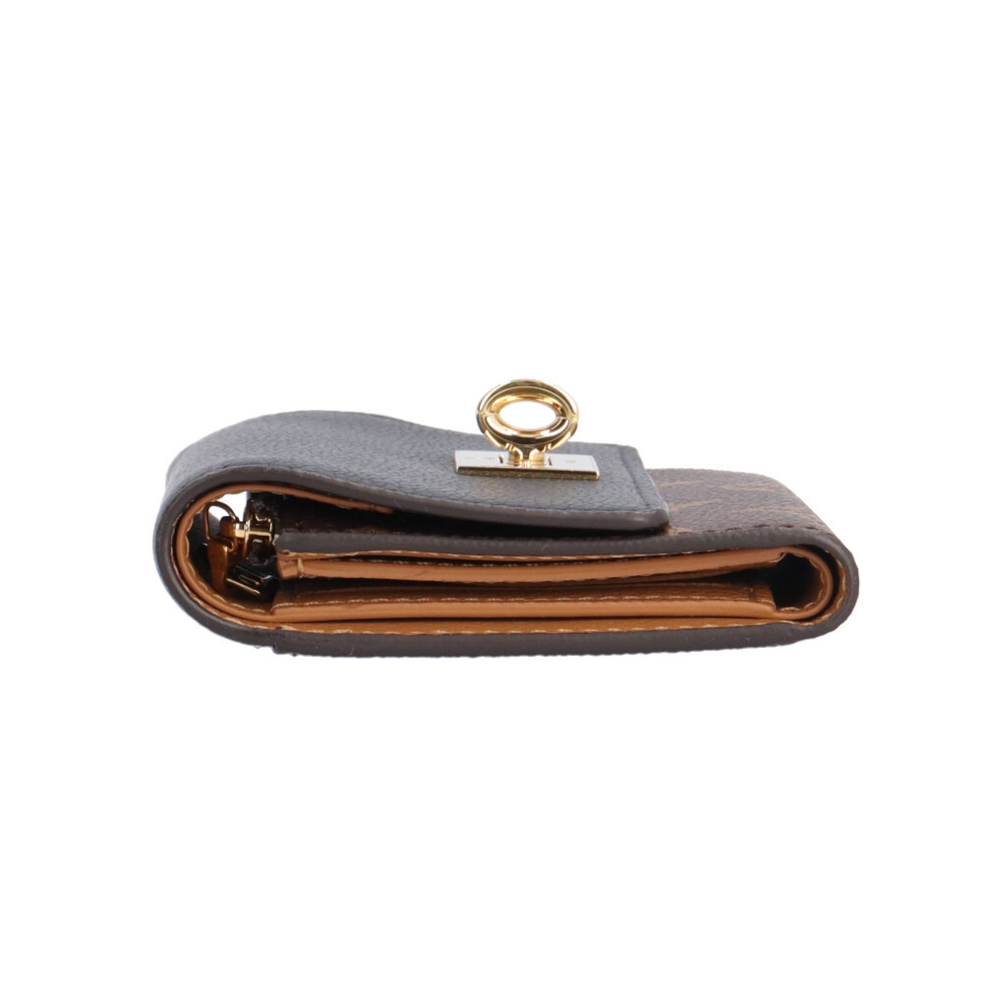 Louis Vuitton Black Brown Monogram Wallet (Tri-Fold) (Pre-Owned)
