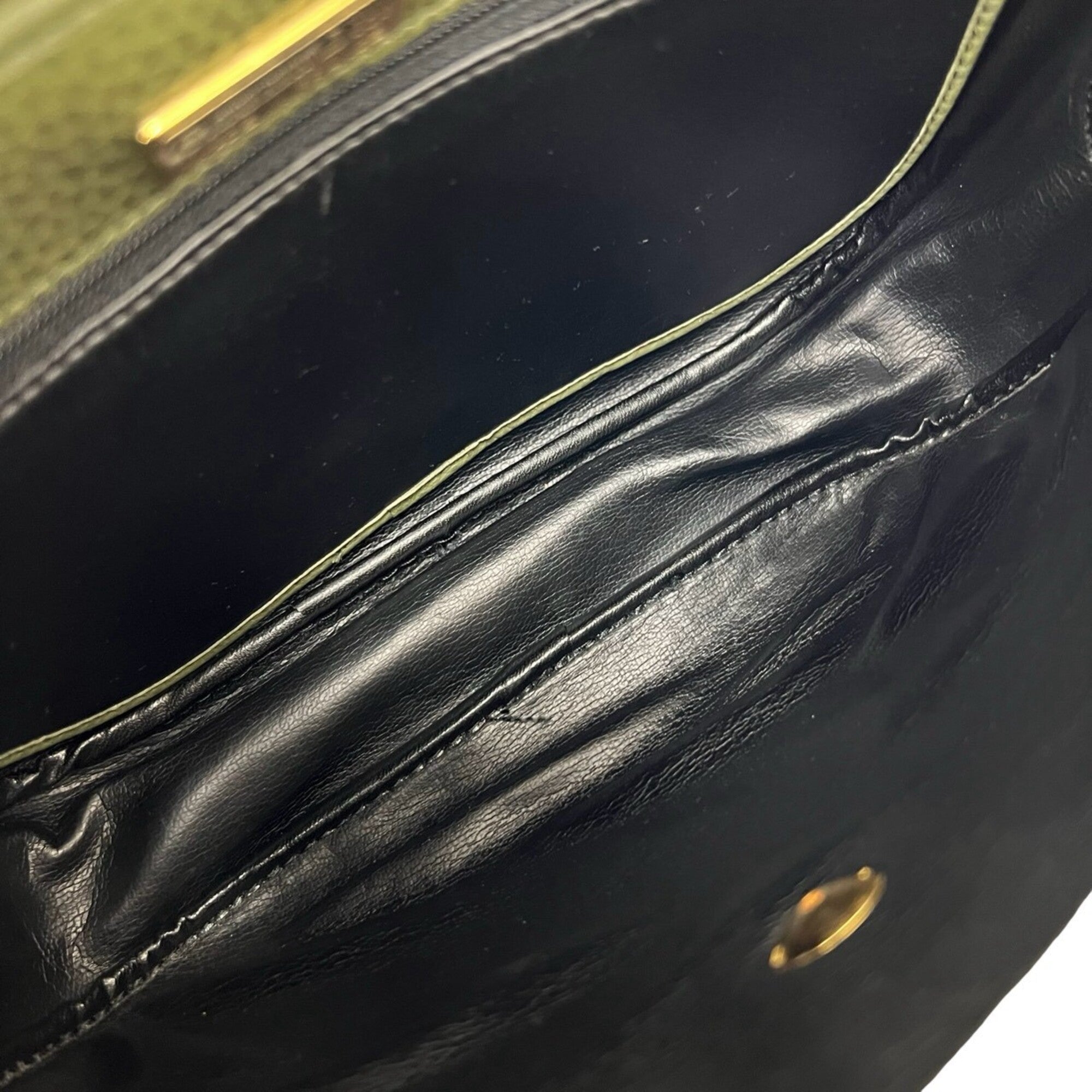 Christian Dior Brown Green Leather Shoulder Bag (Pre-Owned)