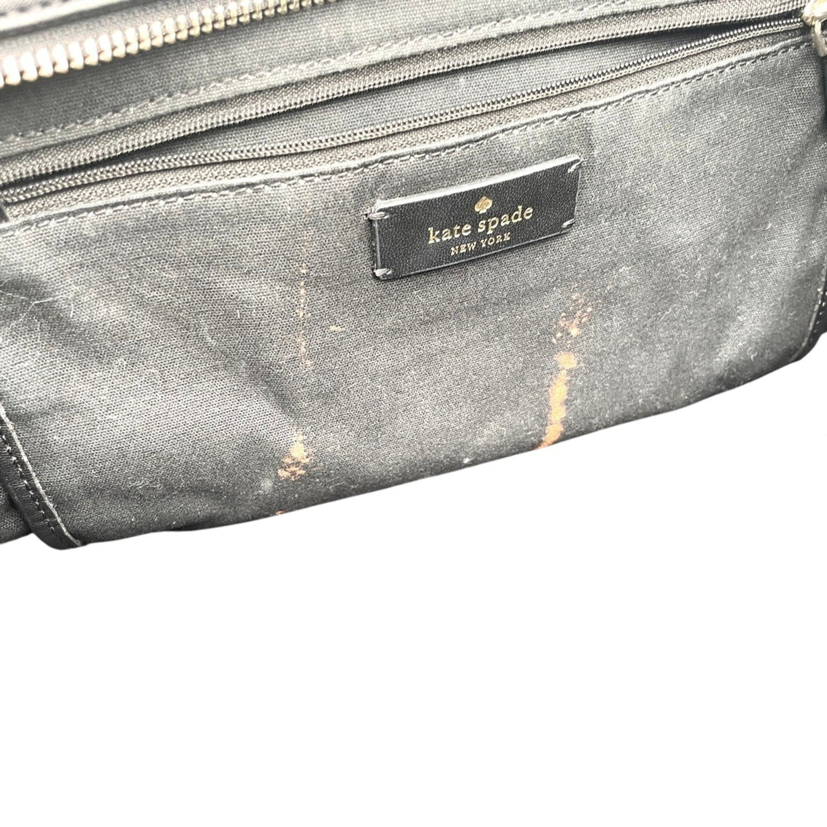 Kate Spade Black Gray Canvas Leather Handbag Tote Bag (Pre-Owned)