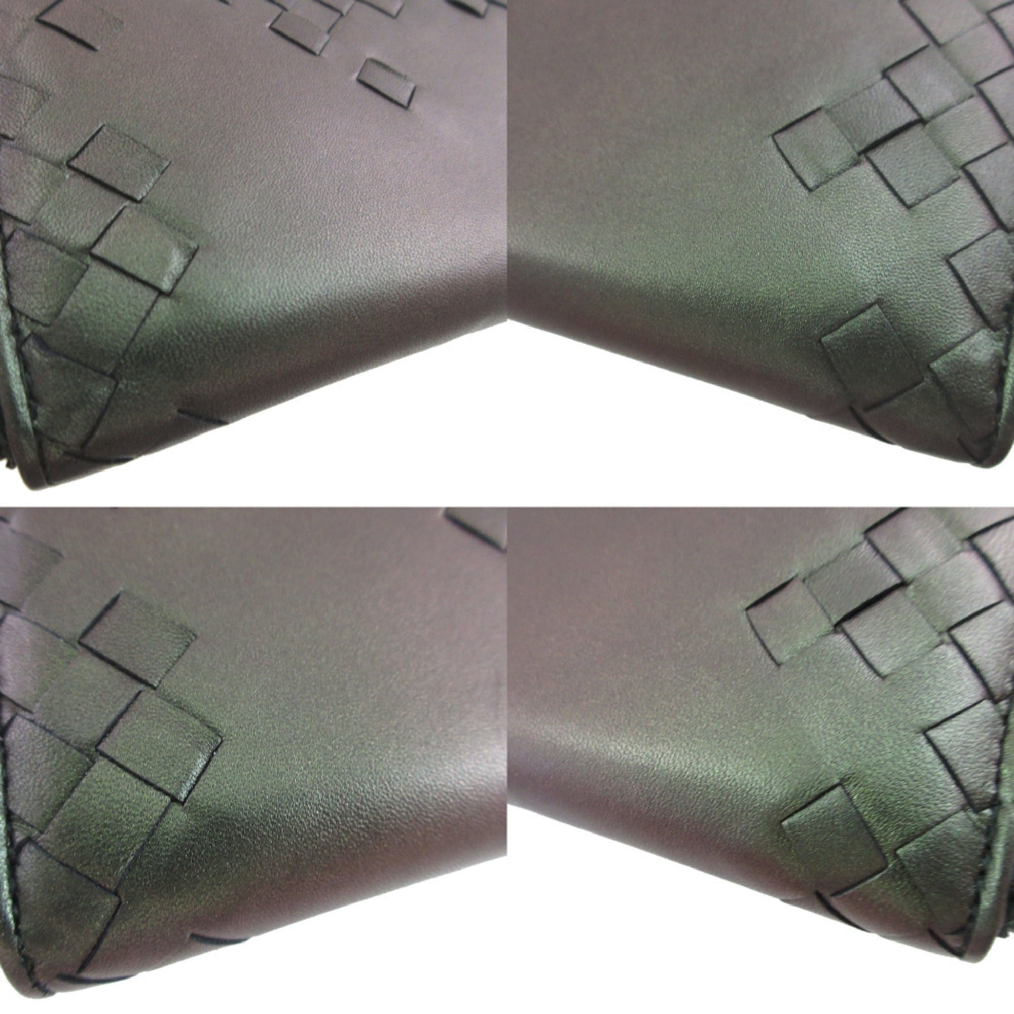 Bottega Veneta Metallic Green Leather Long Wallet (Bi-Fold) (Pre-Owned)