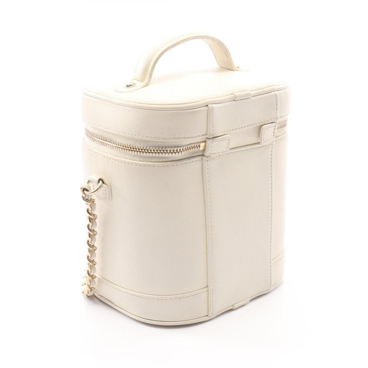 Chanel White Leather Handbag Vanity Bag (Pre-Owned)