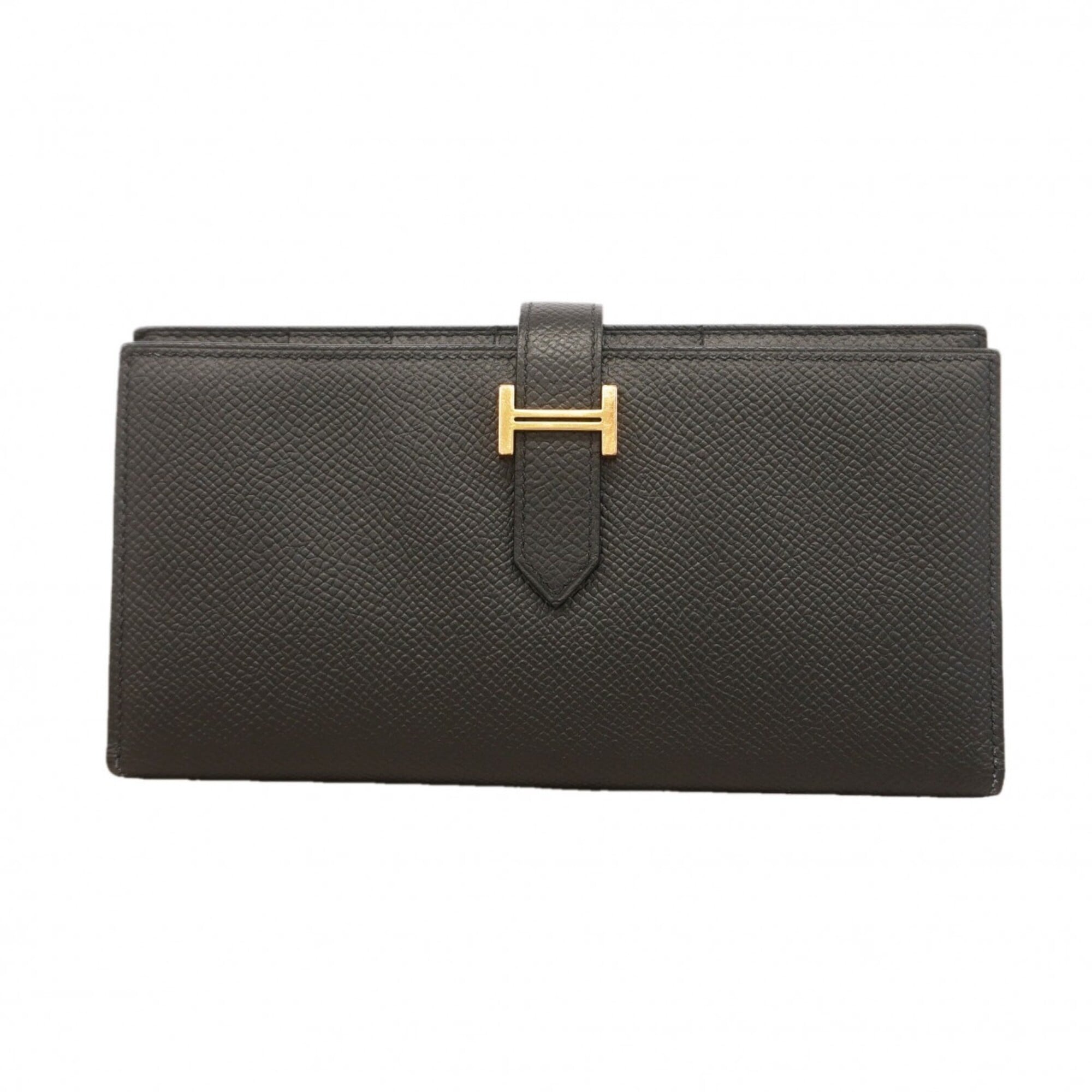 Hermes Black Leather Long Wallet (Bi-Fold) (Pre-Owned)