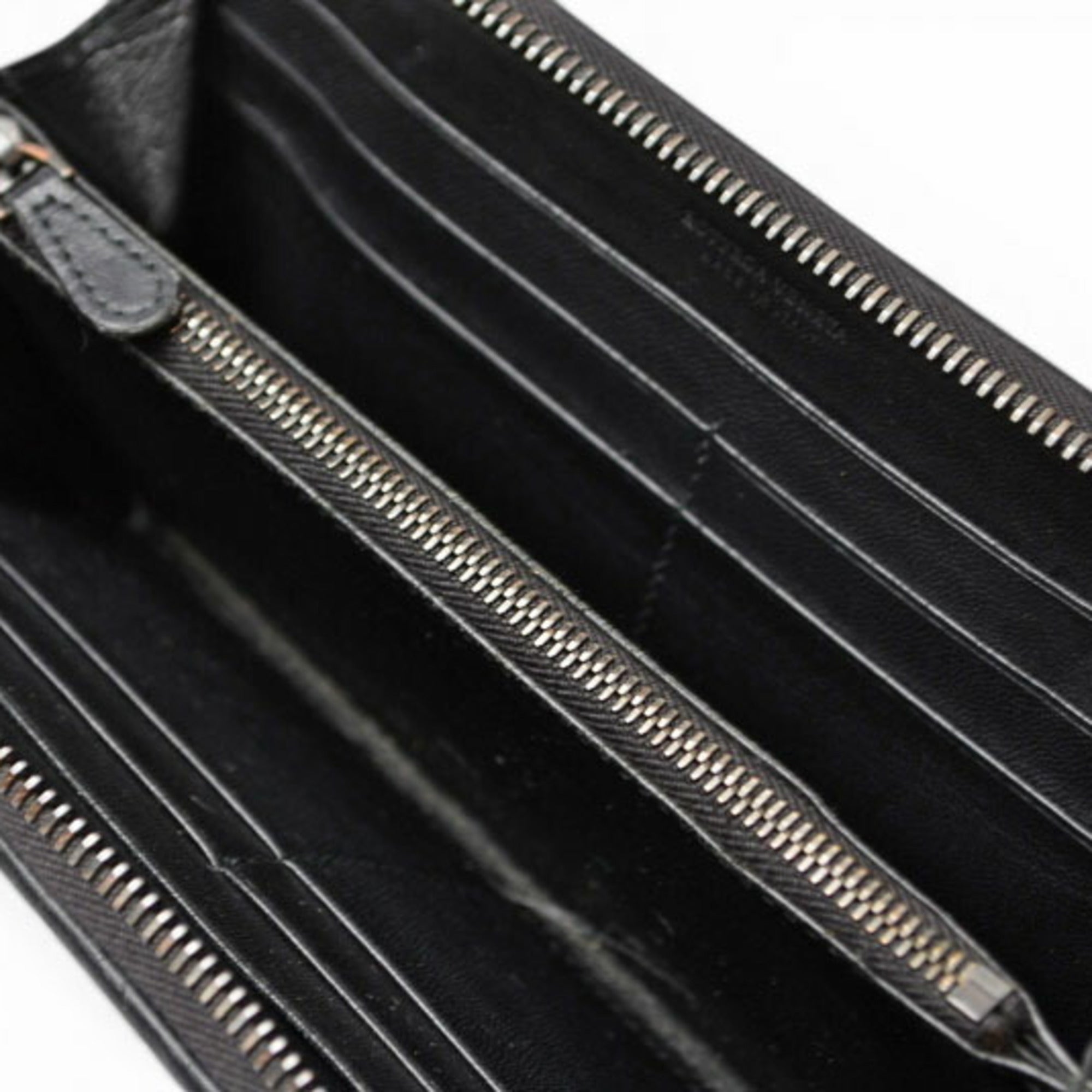 Bottega Veneta Intrecciato Black Leather Long Wallet (Bi-Fold) (Pre-Owned)