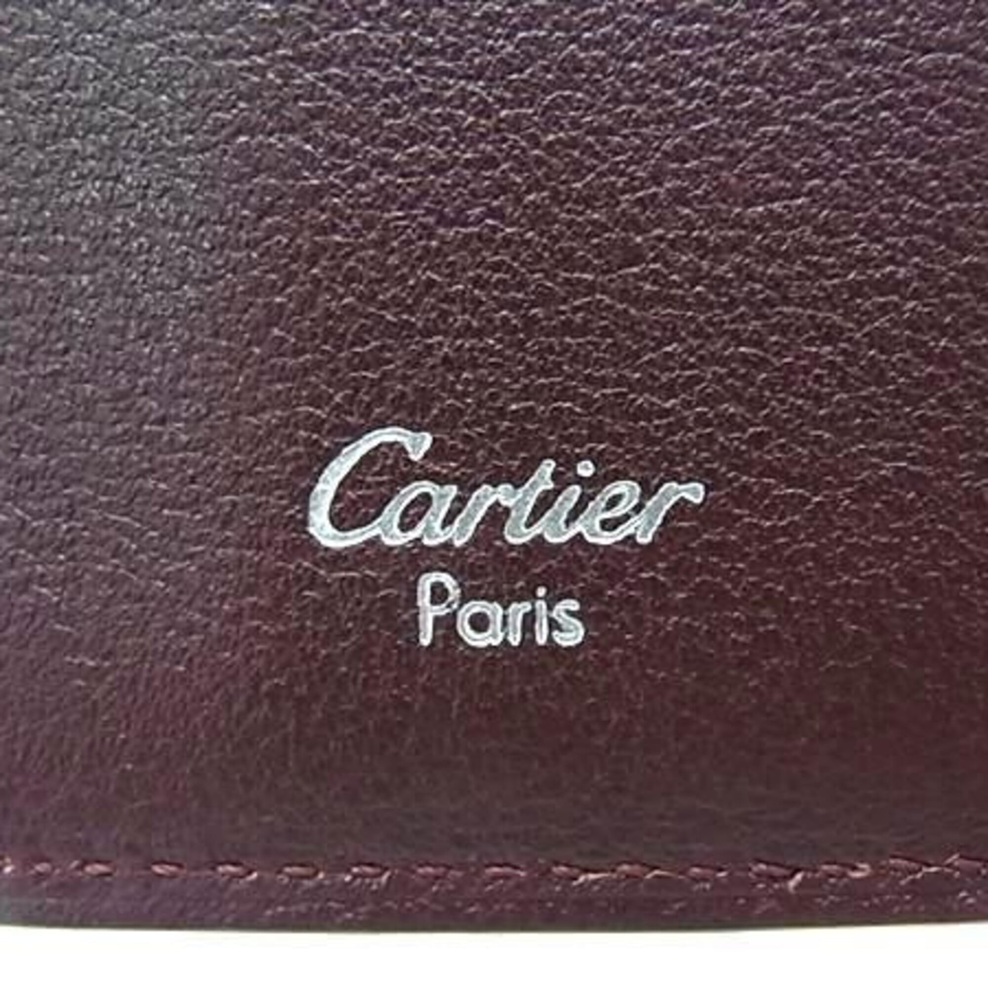 Cartier Cabochon Black Leather Long Wallet (Bi-Fold) (Pre-Owned)