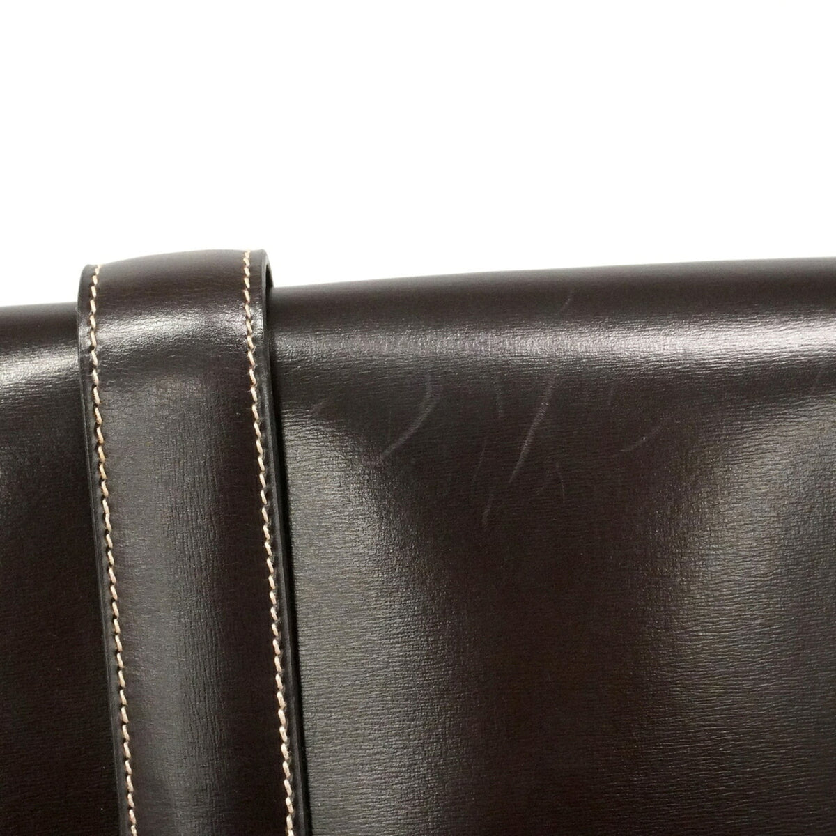 Hermes Dark Brown Box Calf Leather Clutch Bag (Pre-Owned)