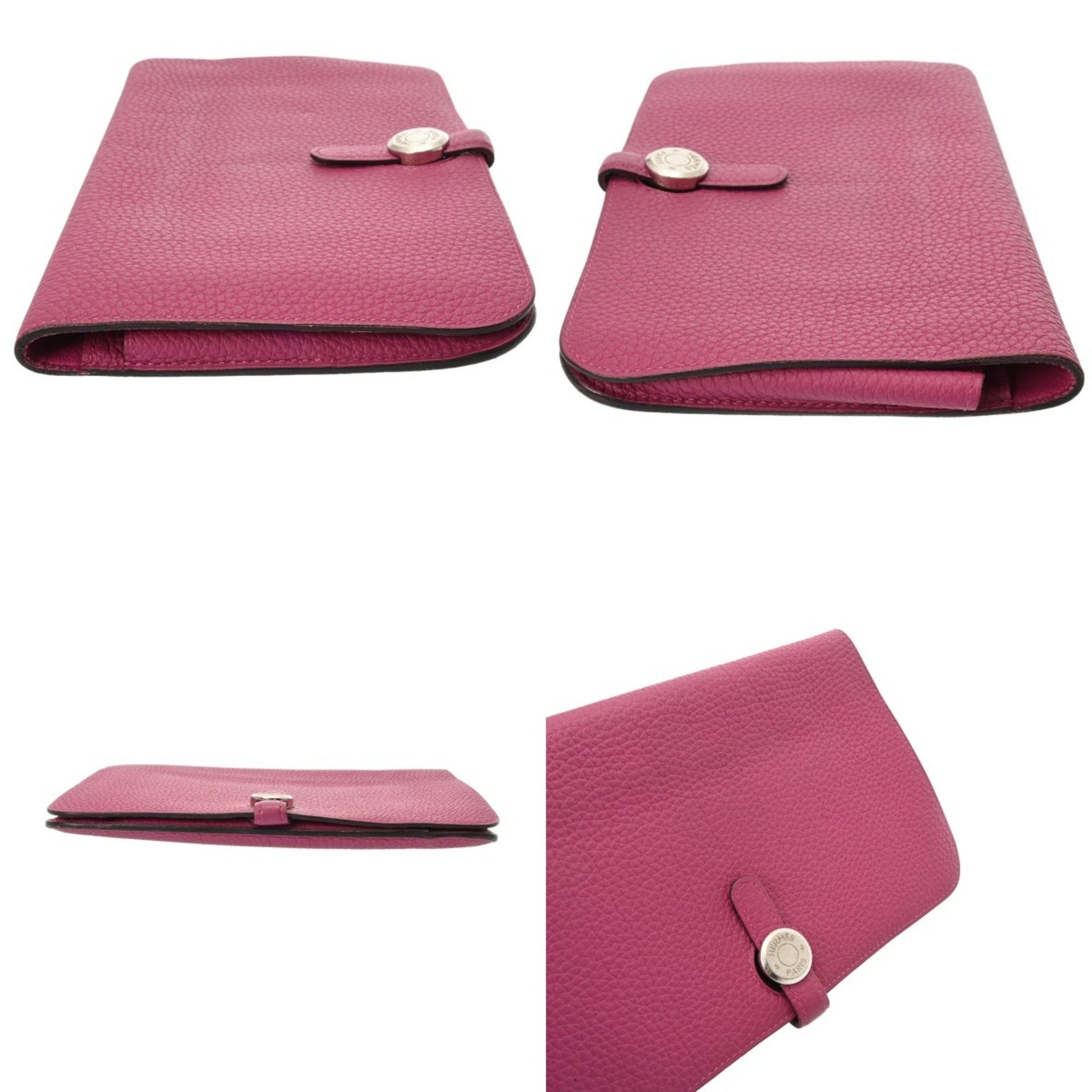 Hermes Dogon Rose Purple Chevre Leather Long Wallet (Bi-Fold) (Pre-Owned)