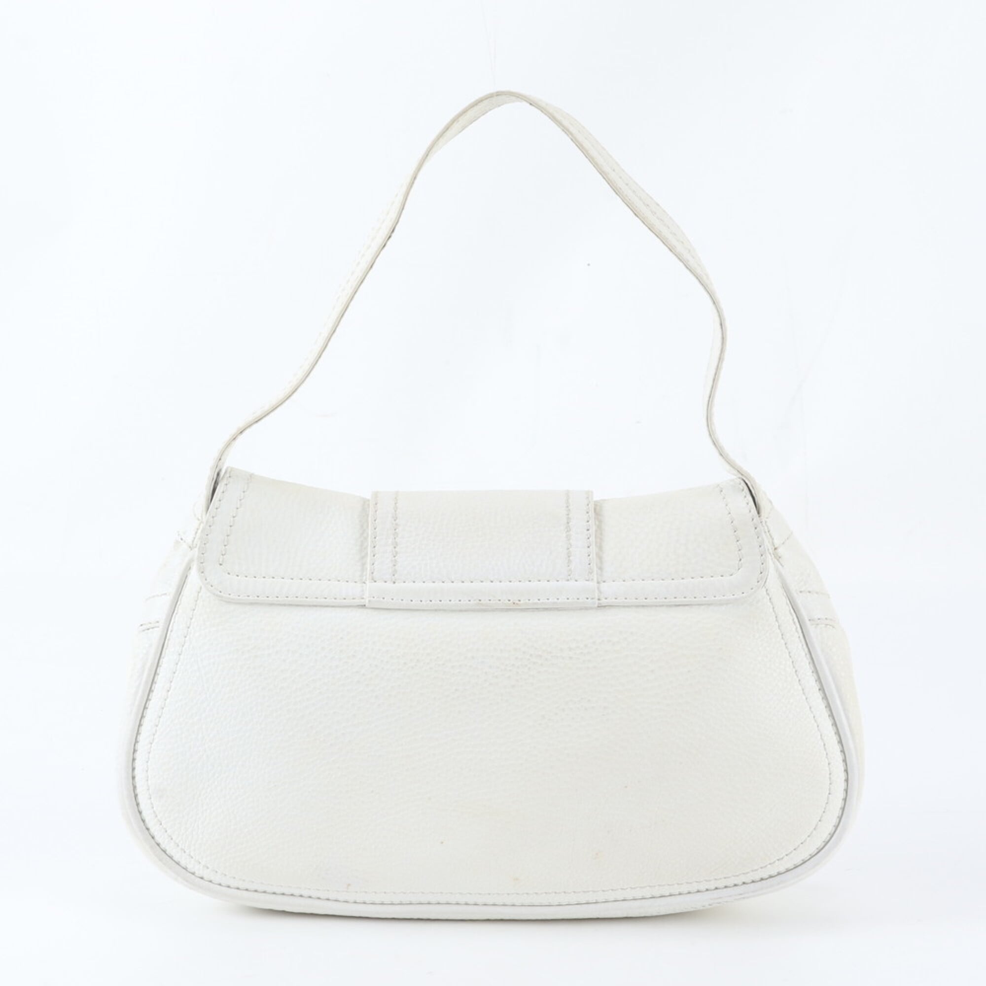 Celine White Leather Handbag Shoulder Bag (Pre-Owned)