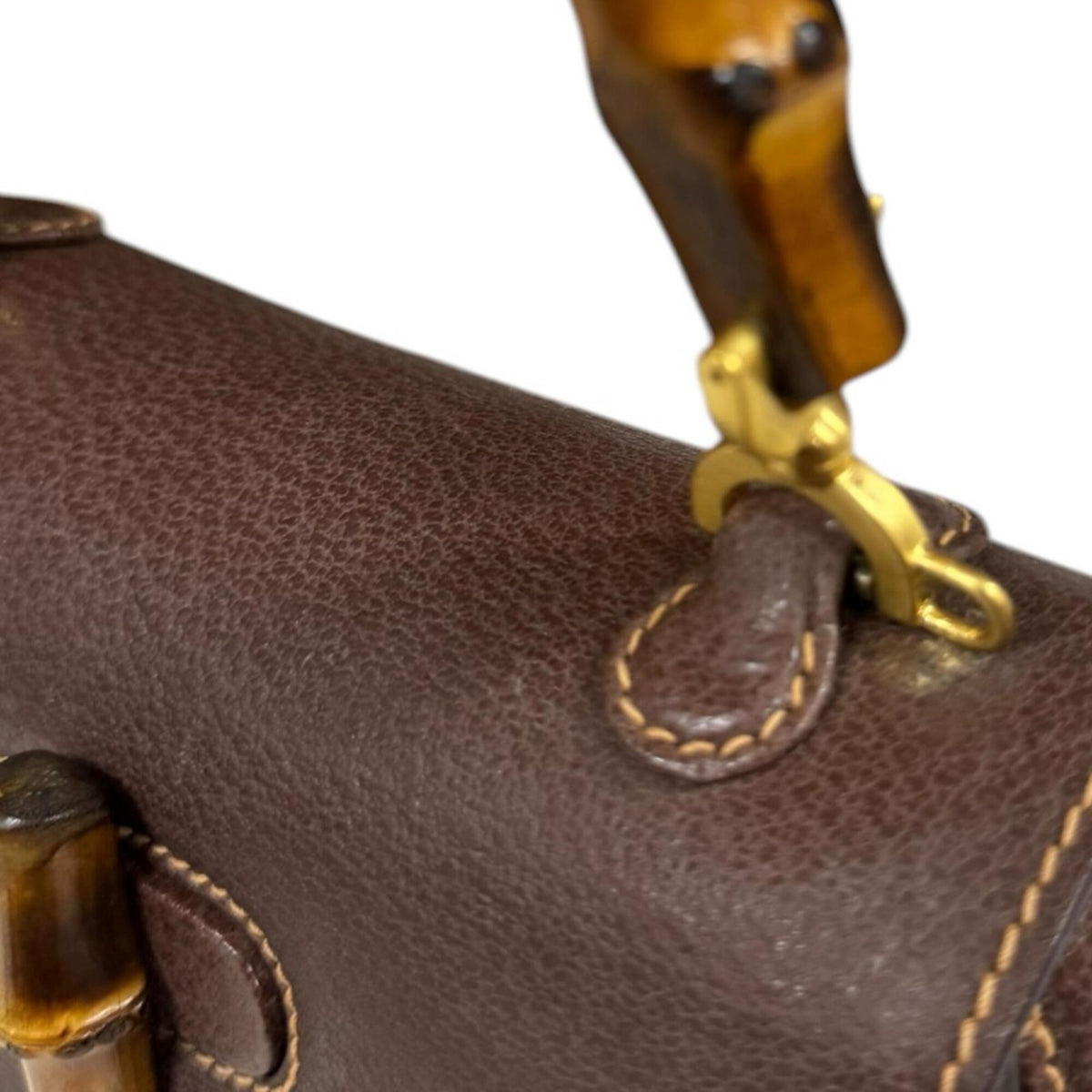 Gucci Bamboo Brown Bamboo Leather Shoulder Bag (Pre-Owned)