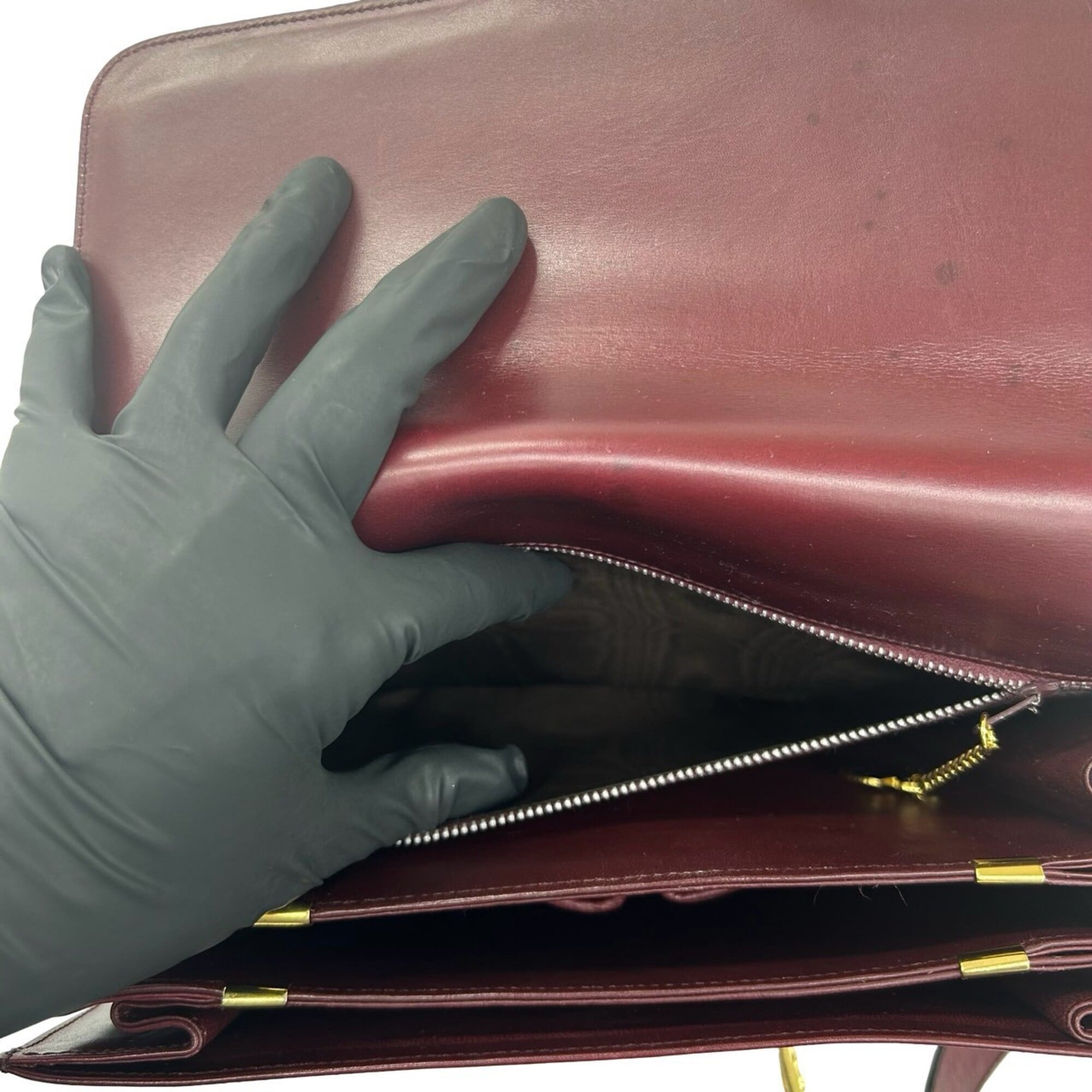 Celine Red Color Wine Leather Shoulder Bag (Pre-Owned)