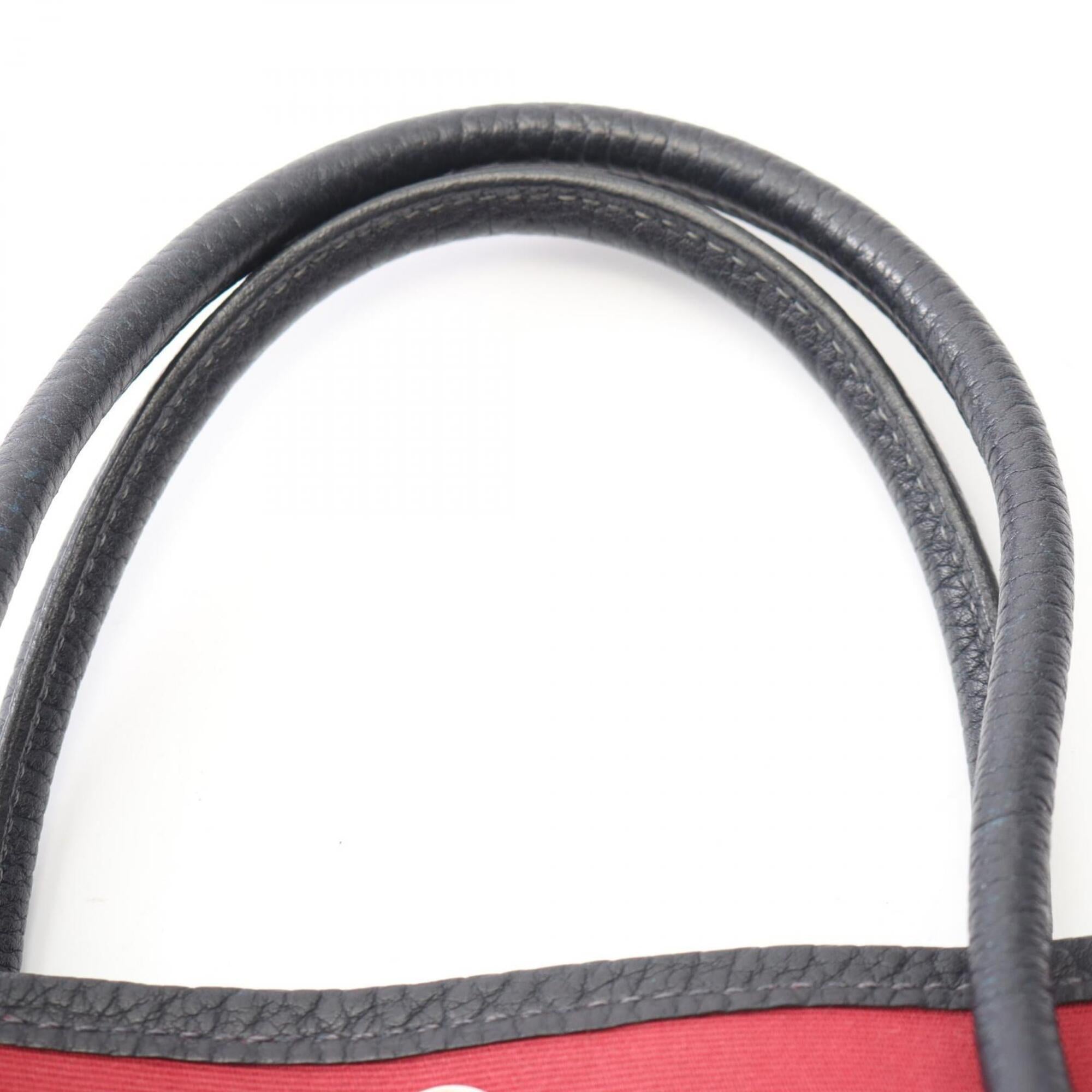 Hermes Blue Indigo Bordeaux Navy Ruby Toile Officier Handbag Tote Bag (Pre-Owned)