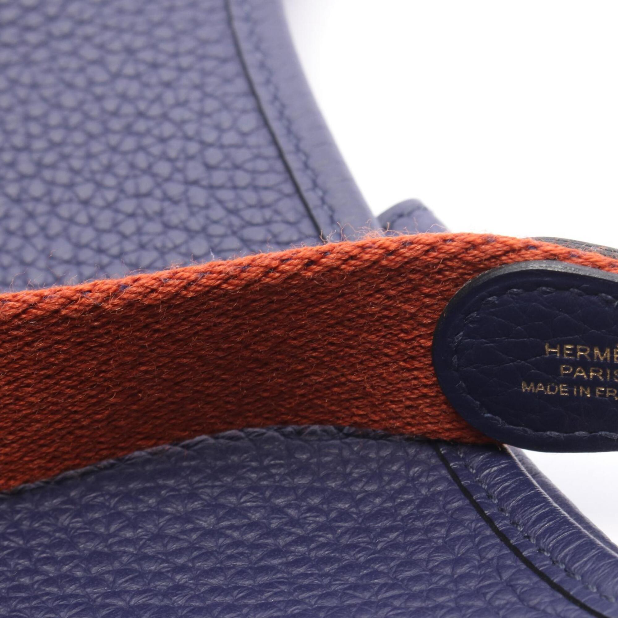 Hermes Iris Navy Taurillon Clemence Leather Handbag Shoulder Bag (Pre-Owned)