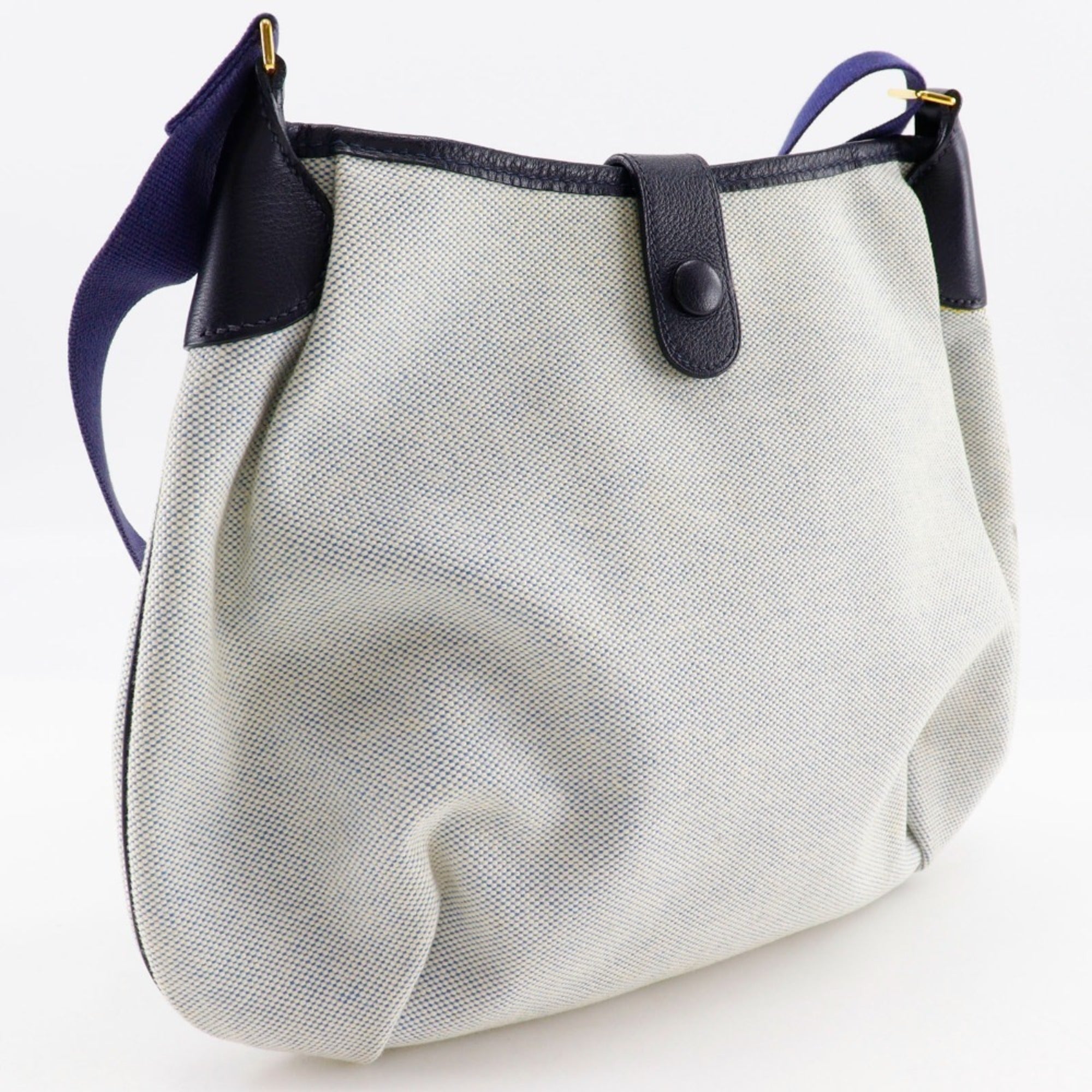 Hermes Gray Navy Toile H Shoulder Bag (Pre-Owned)