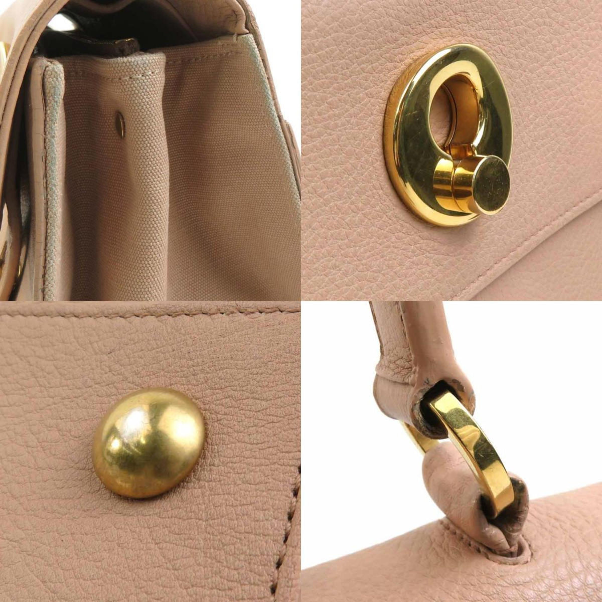 Saint Laurent Pink Beige Leather Handbag Shoulder Bag (Pre-Owned)
