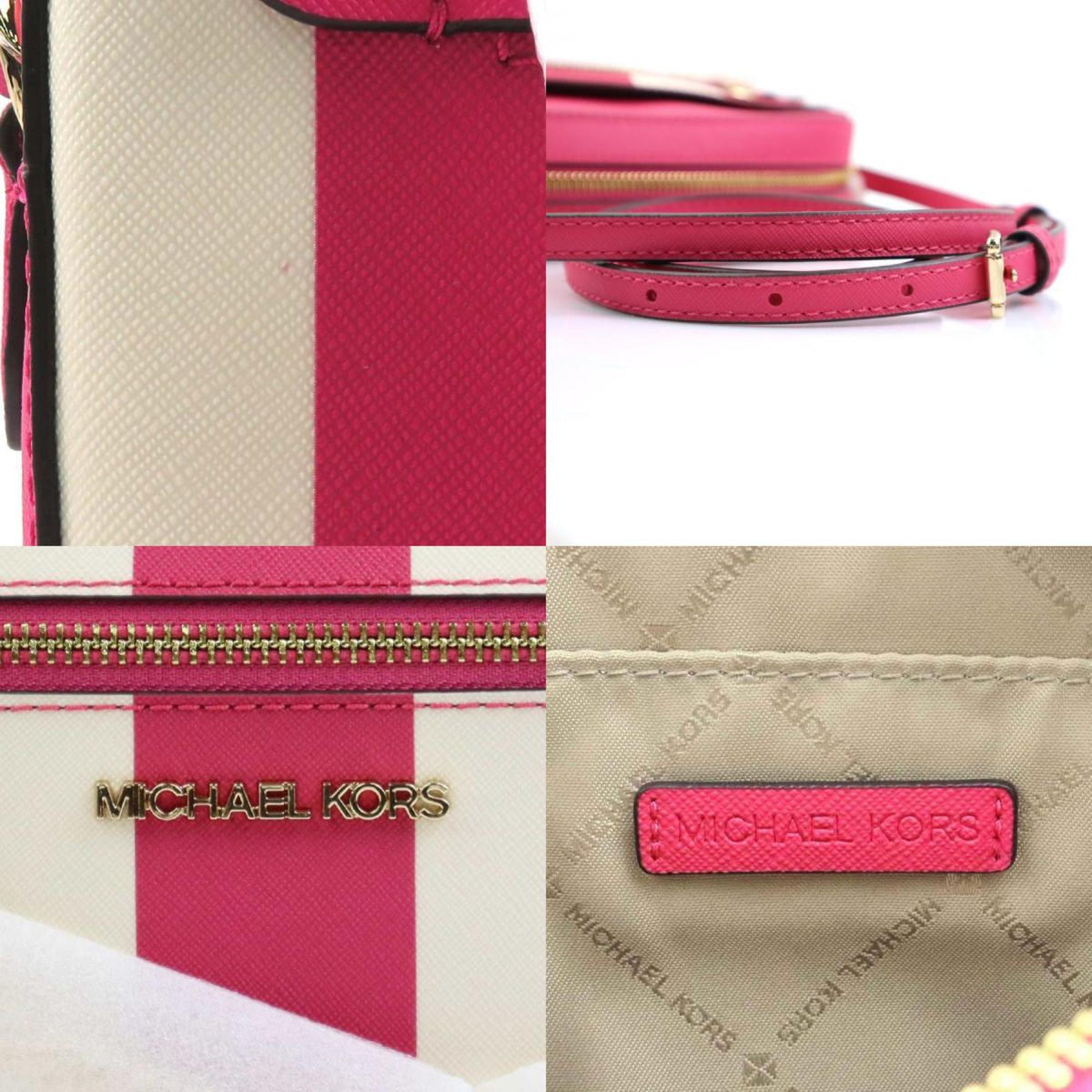 Michael Kors Pink White Leather Shoulder Bag (Pre-Owned)