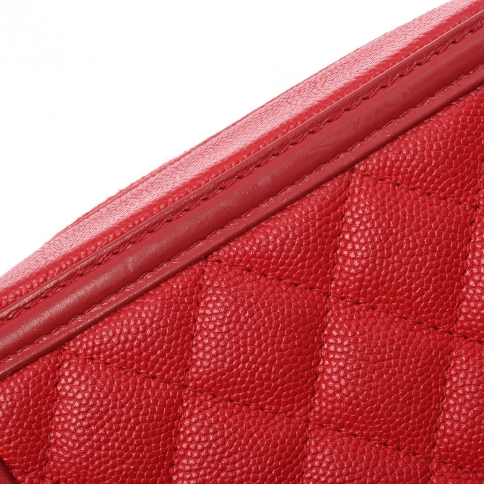 Chanel Caviar Skin Red Color Caviar Leather Shoulder Bag (Pre-Owned)