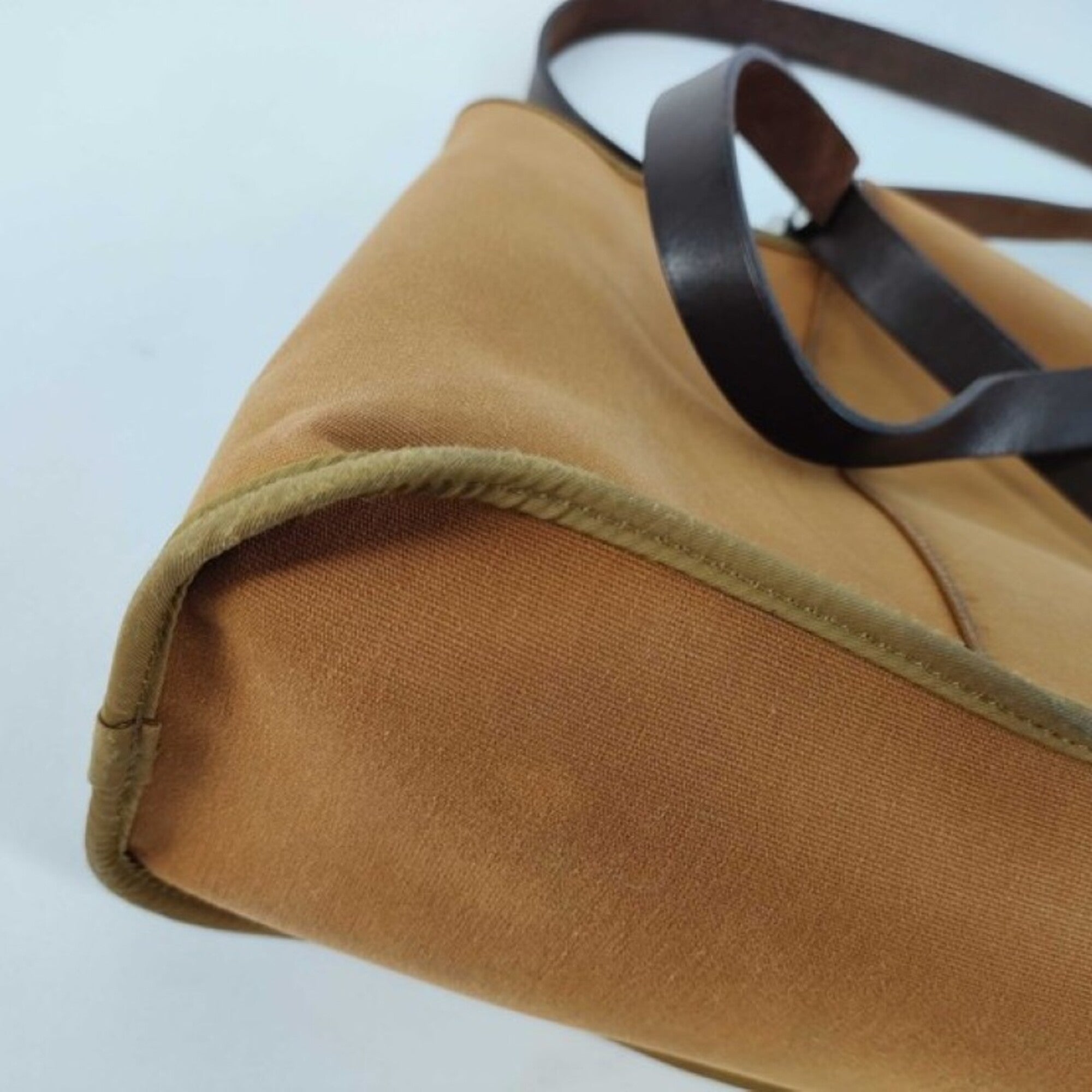 Hermes Brown Canvas Leather Shoulder Bag (Pre-Owned)