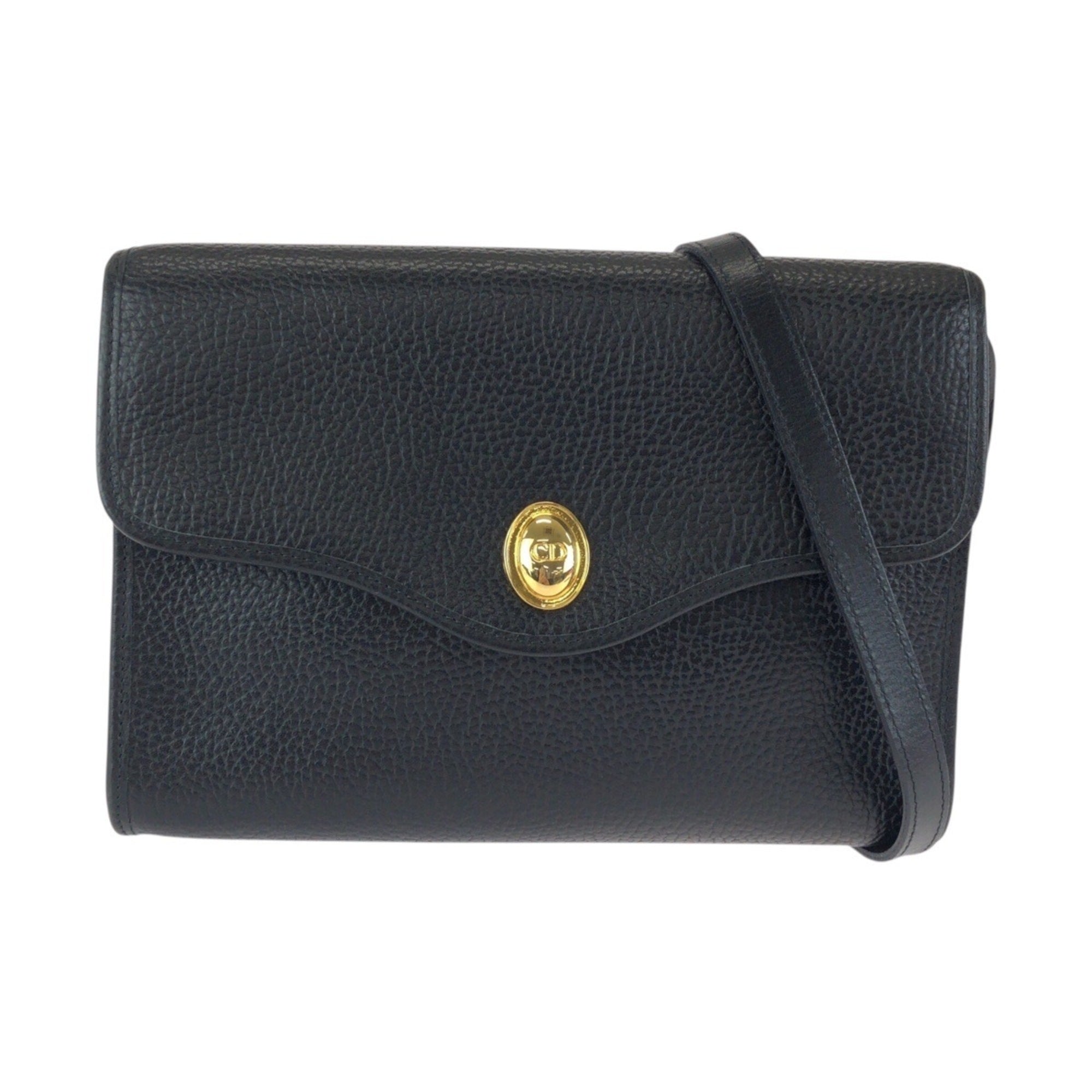 Christian Dior Black Leather Pochette Shoulder Bag (Pre-Owned)