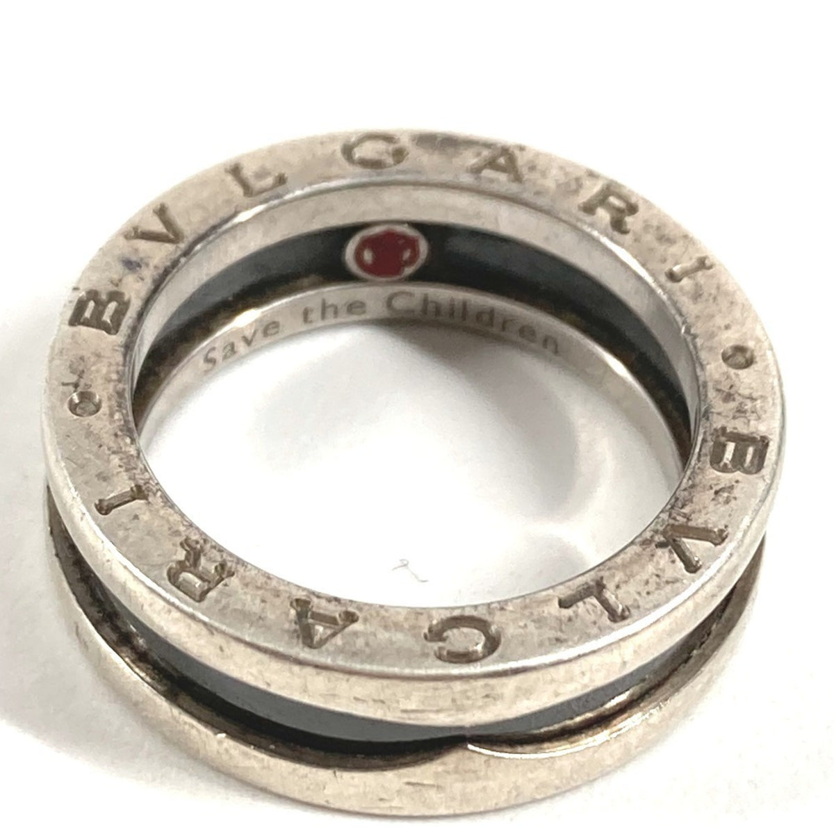Bvlgari Silver Black Silver 925 Band Ring (Pre-Owned)