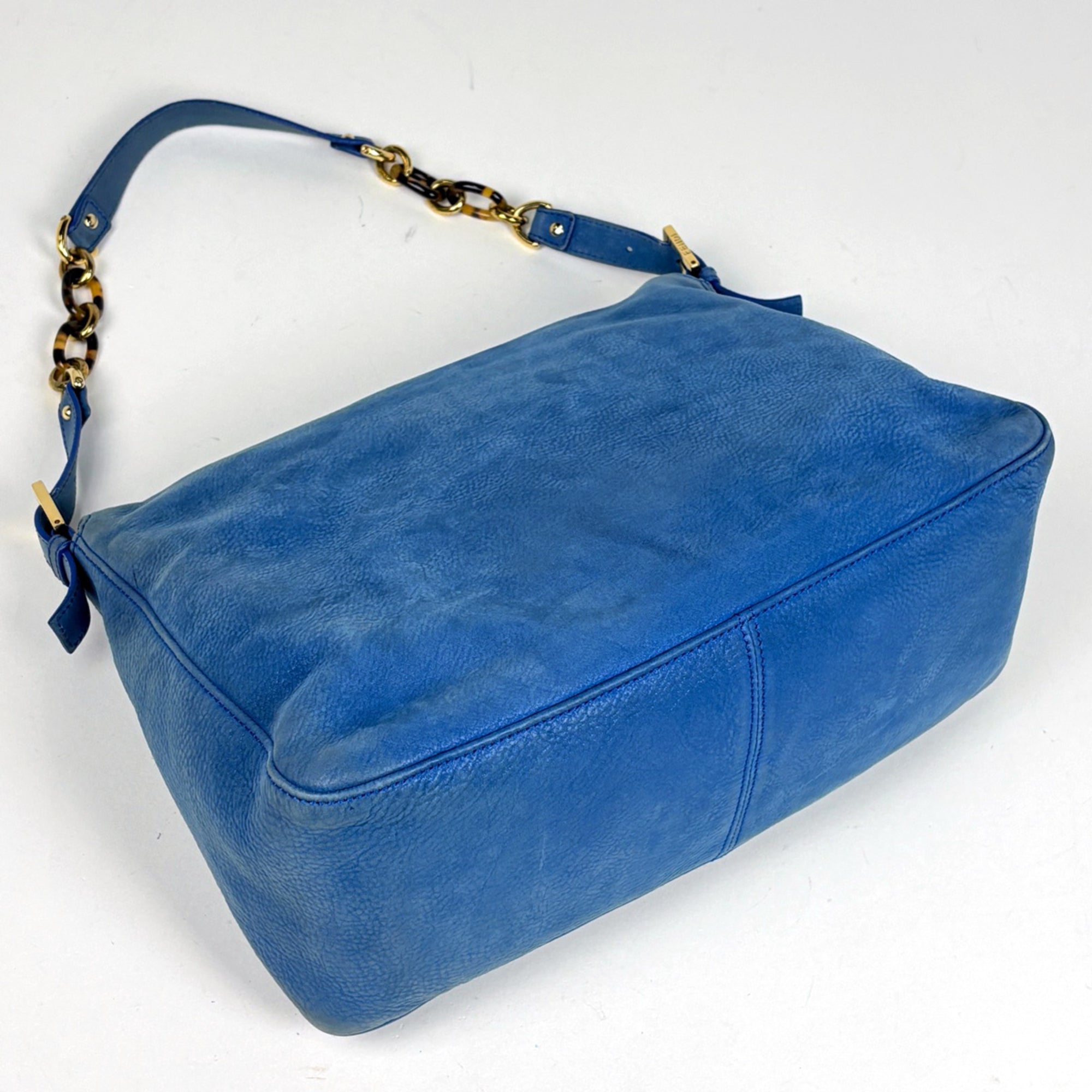 Fendi Blue Leather Shoulder Bag (Pre-Owned)
