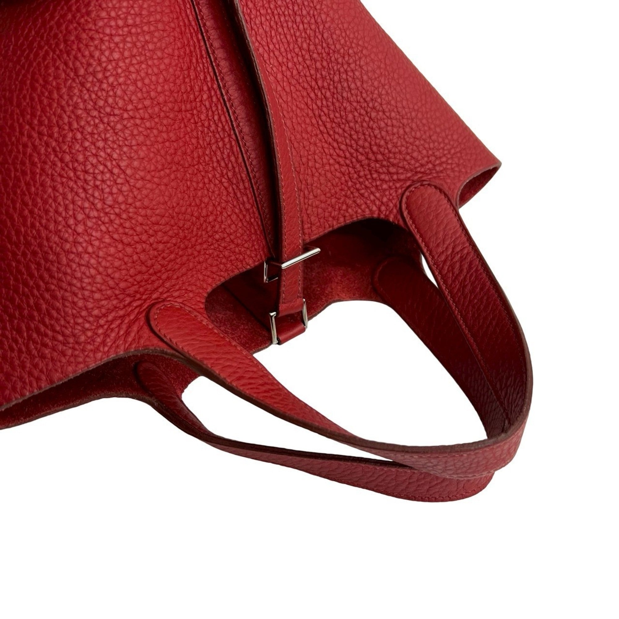 Hermes Red Color Taurillon Clemence Leather Handbag Tote Bag (Pre-Owned)