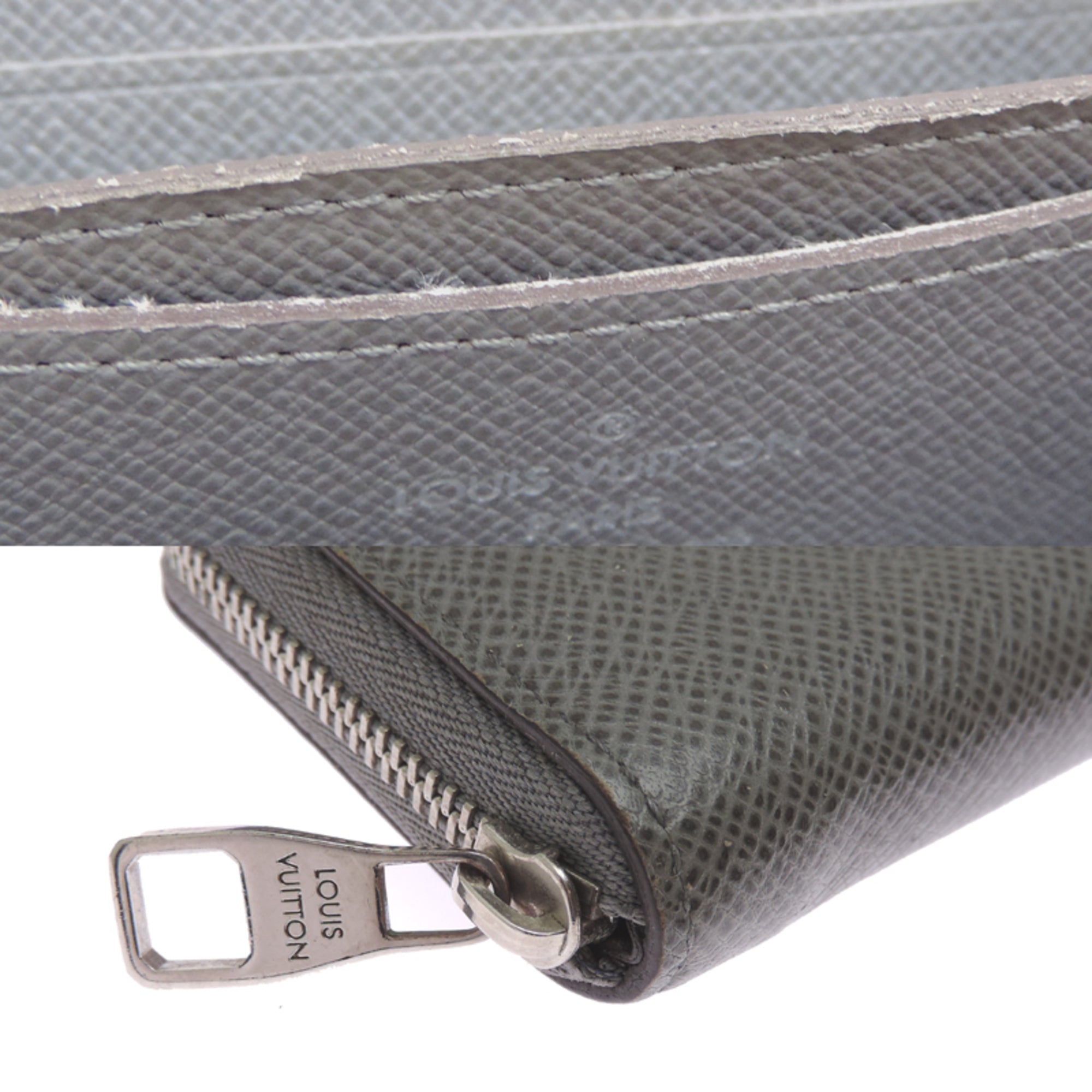 Louis Vuitton Gray Taiga Leather Coin Purse/Coin Case (Pre-Owned)
