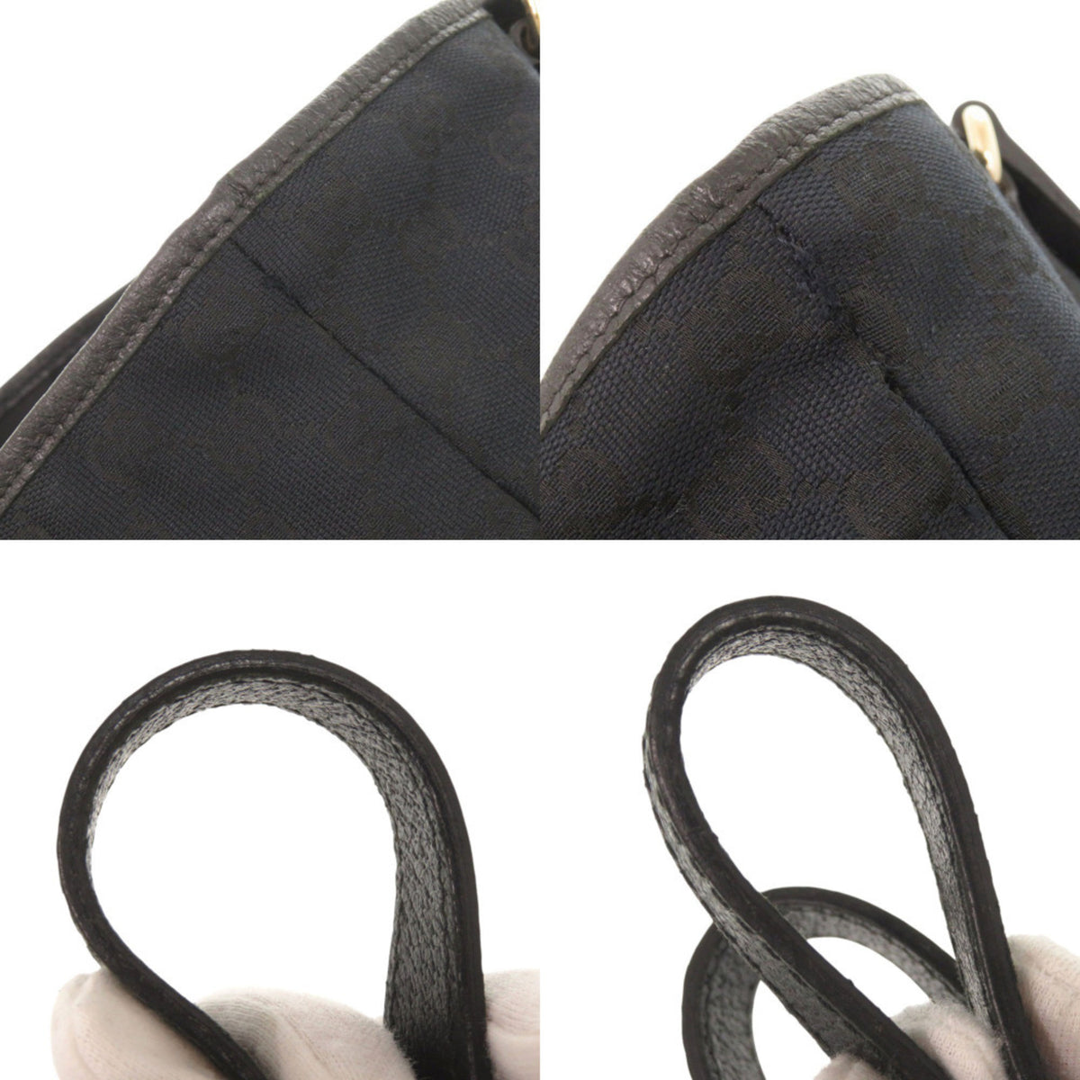 Gucci Black Gg Canvas Leather Tote Bag (Pre-Owned)