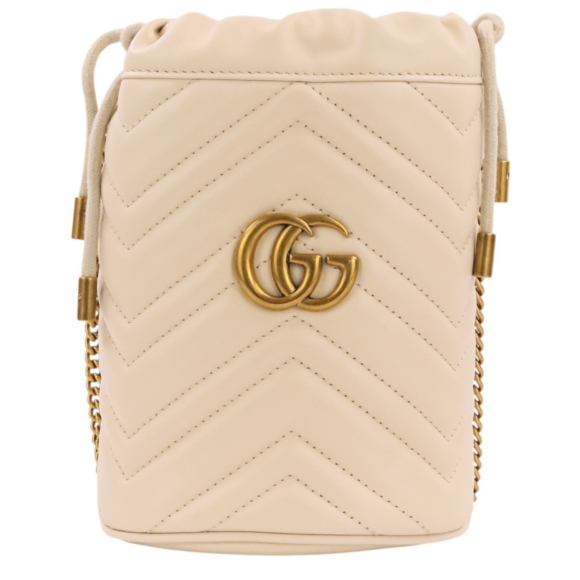Gucci Gg Marmont Ivory Leather Shoulder Bag (Pre-Owned)