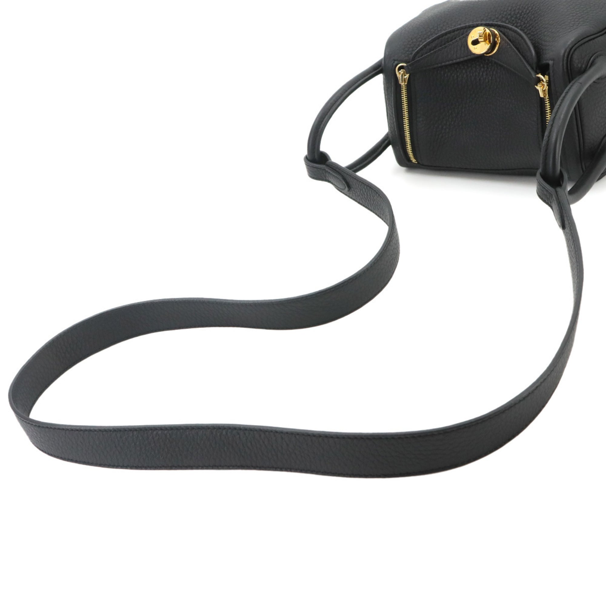 Hermes Black Taurillon Clemence Leather Handbag (Pre-Owned)