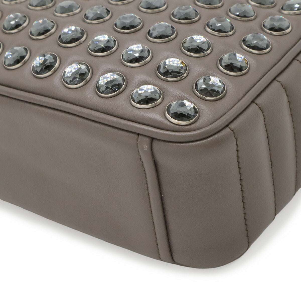 Prada Grayish Leather Clutch Bag Shoulder Bag (Pre-Owned)