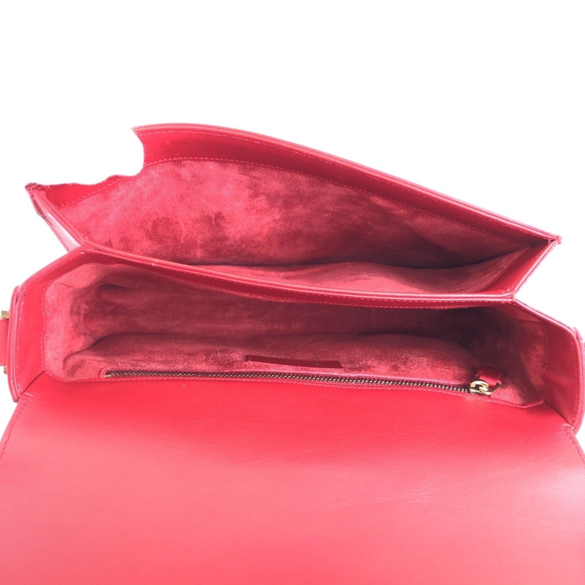 Saint Laurent Red Color Leather Pochette Shoulder Bag (Pre-Owned)