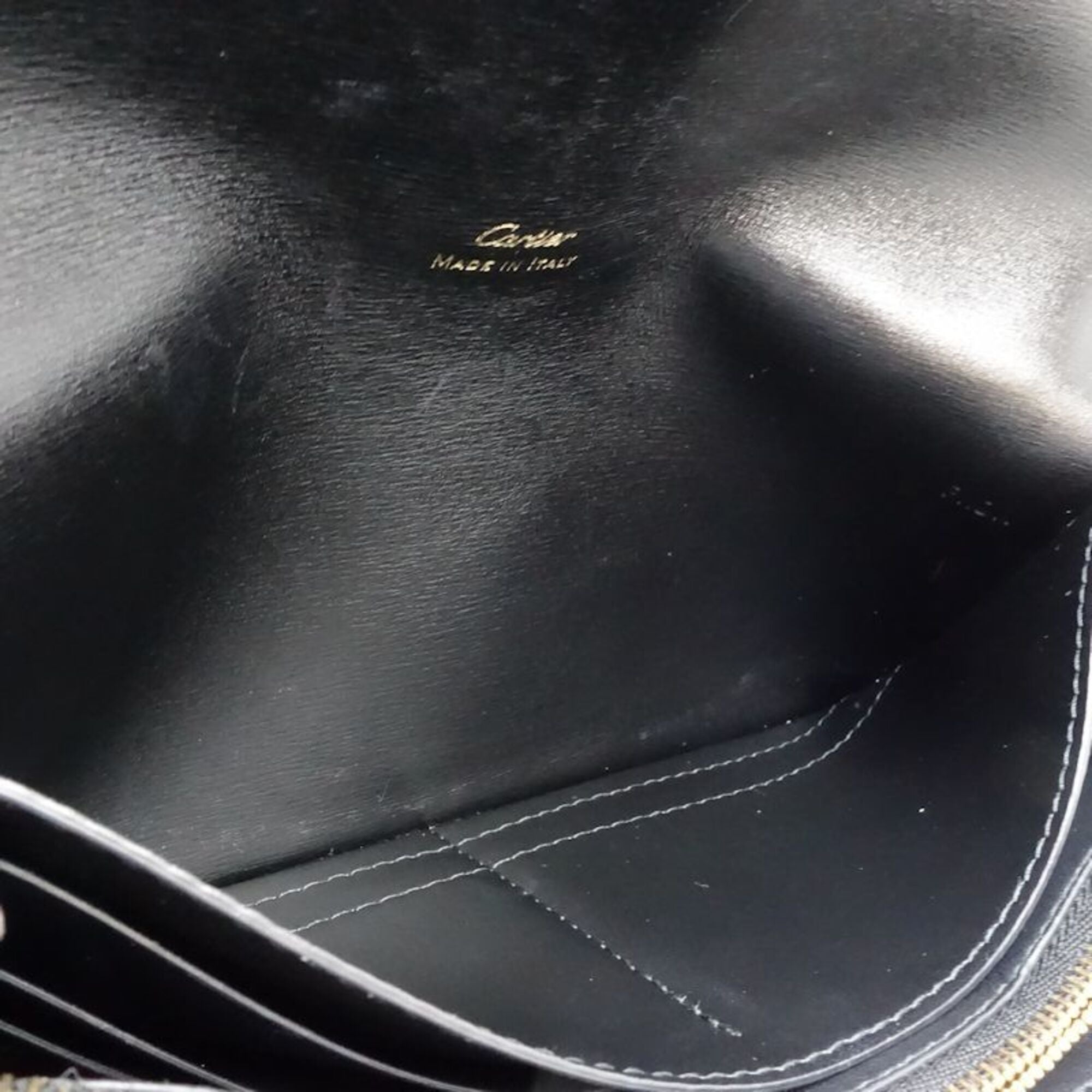 Cartier Black Leather Long Wallet (Bi-Fold) (Pre-Owned)