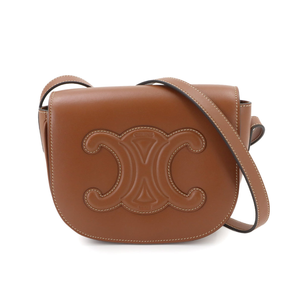 Celine Brown Leather Handbag Shoulder Bag (Pre-Owned)