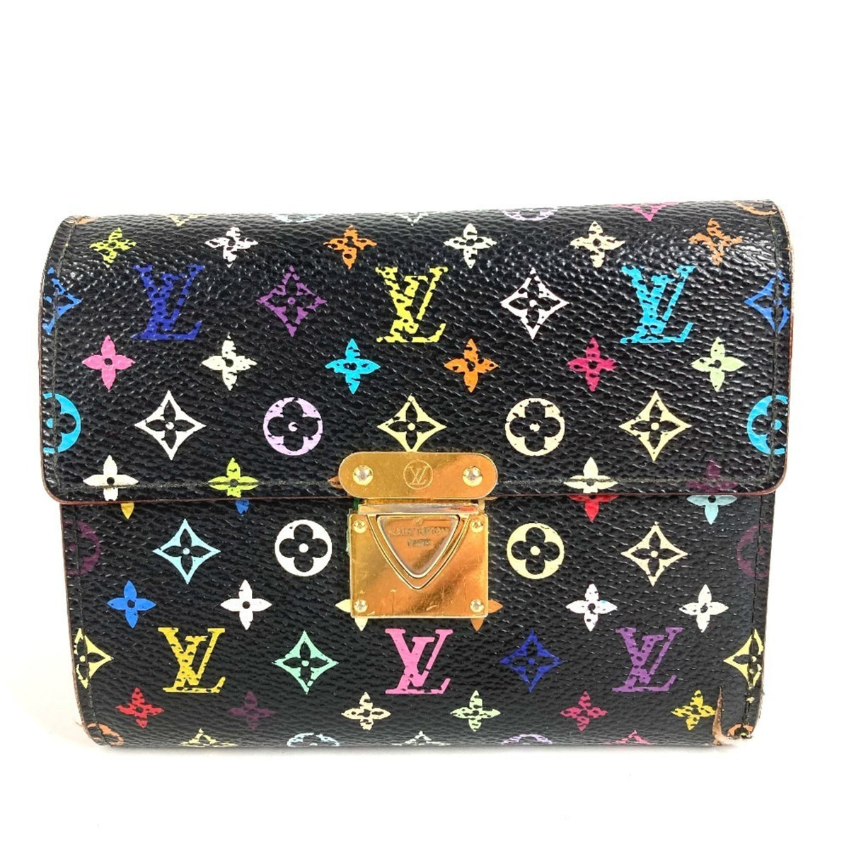 Louis Vuitton Black Multi-Color Noir Monogram Multicolore Canvas Wallet (Tri-Fold) (Pre-Owned)