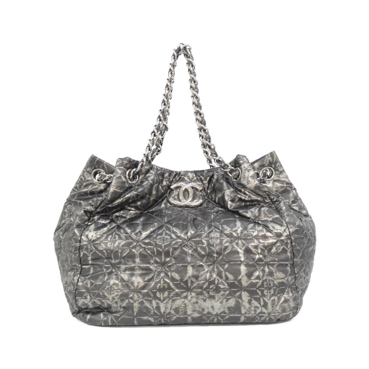 Chanel Black Silver Polyester Handbag (Pre-Owned)