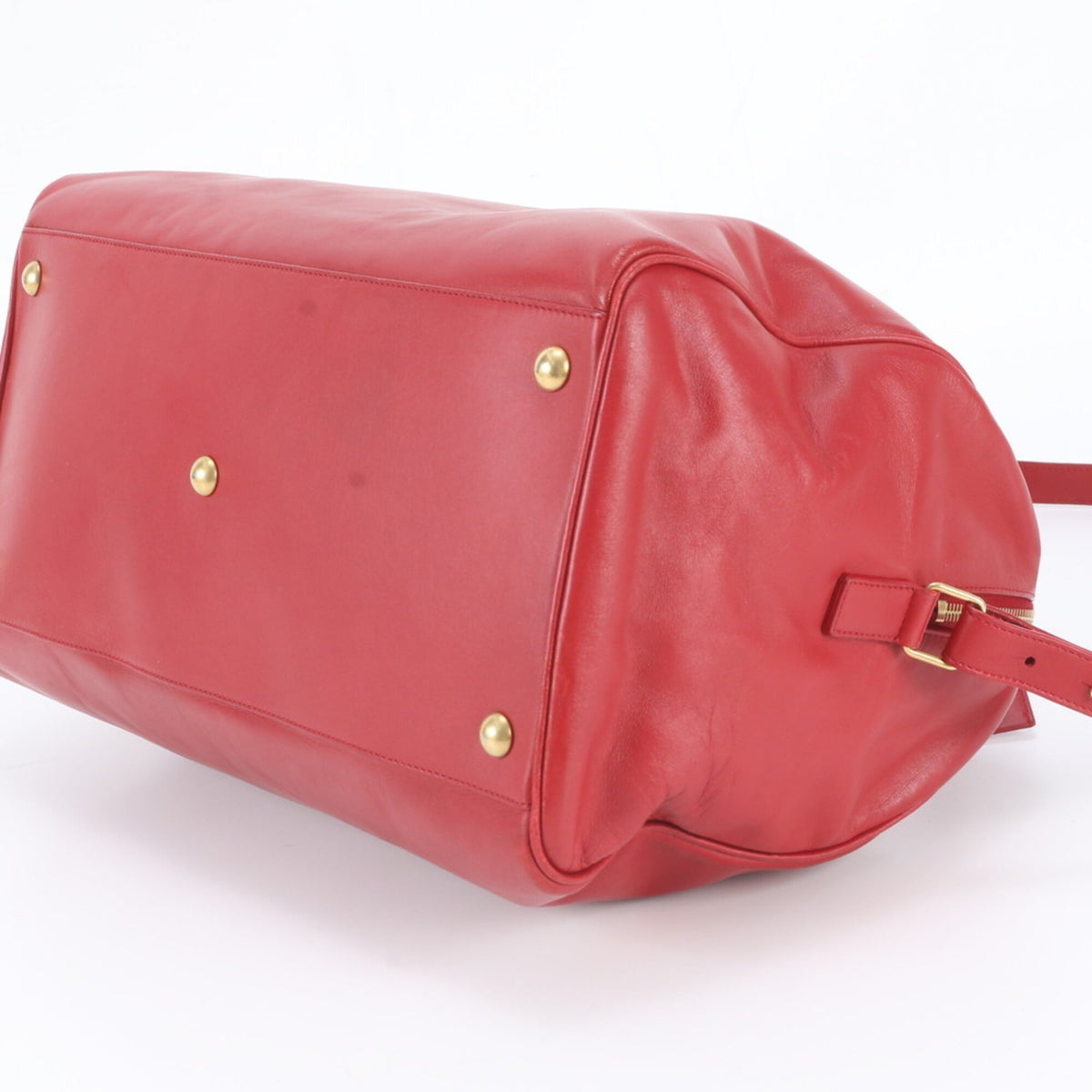 Saint Laurent Red Color Leather Boston Bag Crossbody Bag Handbag Shoulder Bag Tote Bag (Pre-Owned)
