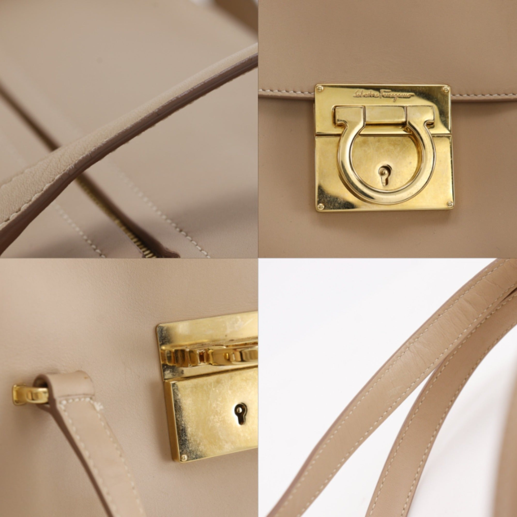 Salvatore Ferragamo Beige Leather Tote Bag (Pre-Owned)