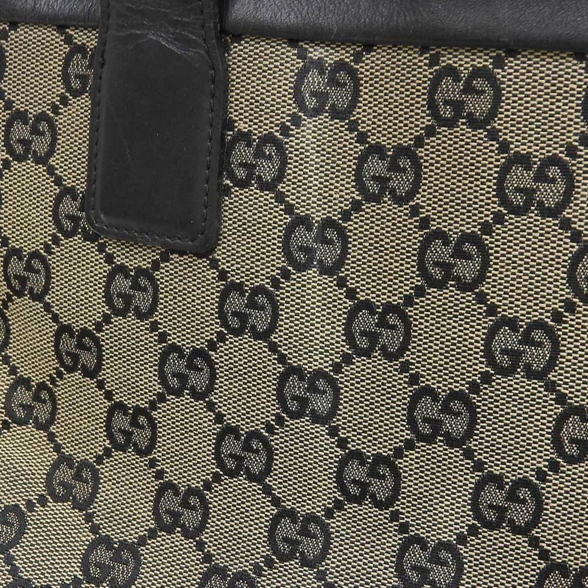 Gucci Gray Navy Gg Canvas Leather Handbag (Pre-Owned)