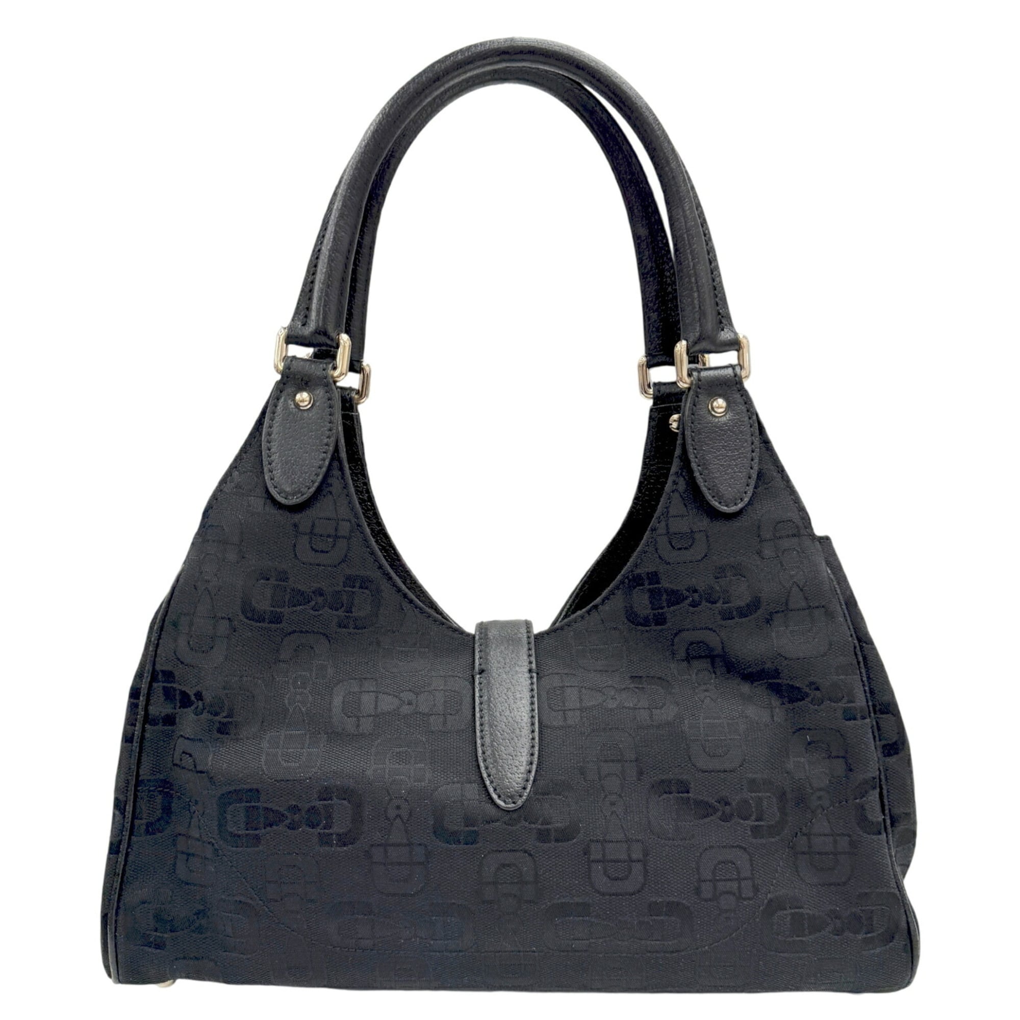 Gucci Black Canvas Leather Handbag Shoulder Bag (Pre-Owned)