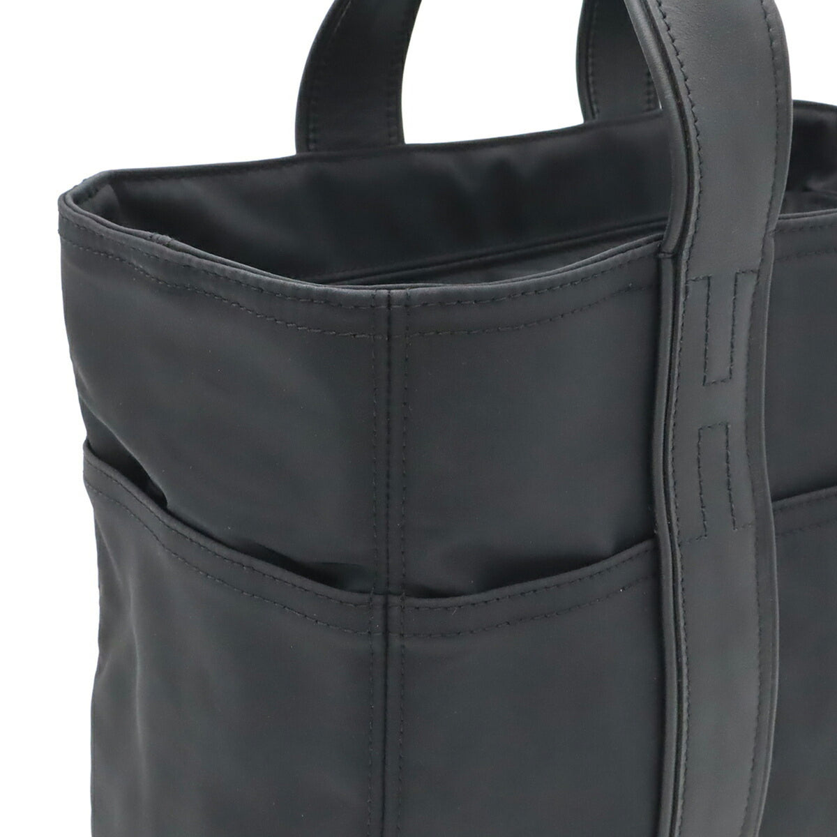 Hermes Acapulco Black Nylon Leather Handbag Tote Bag (Pre-Owned)
