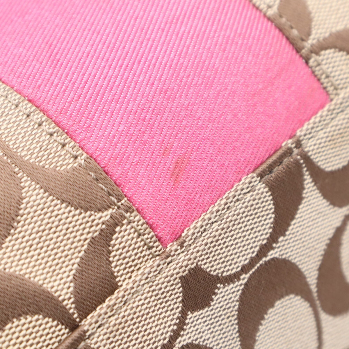 Coach Brown Pink Signature Line Tote Bag (Pre-Owned)
