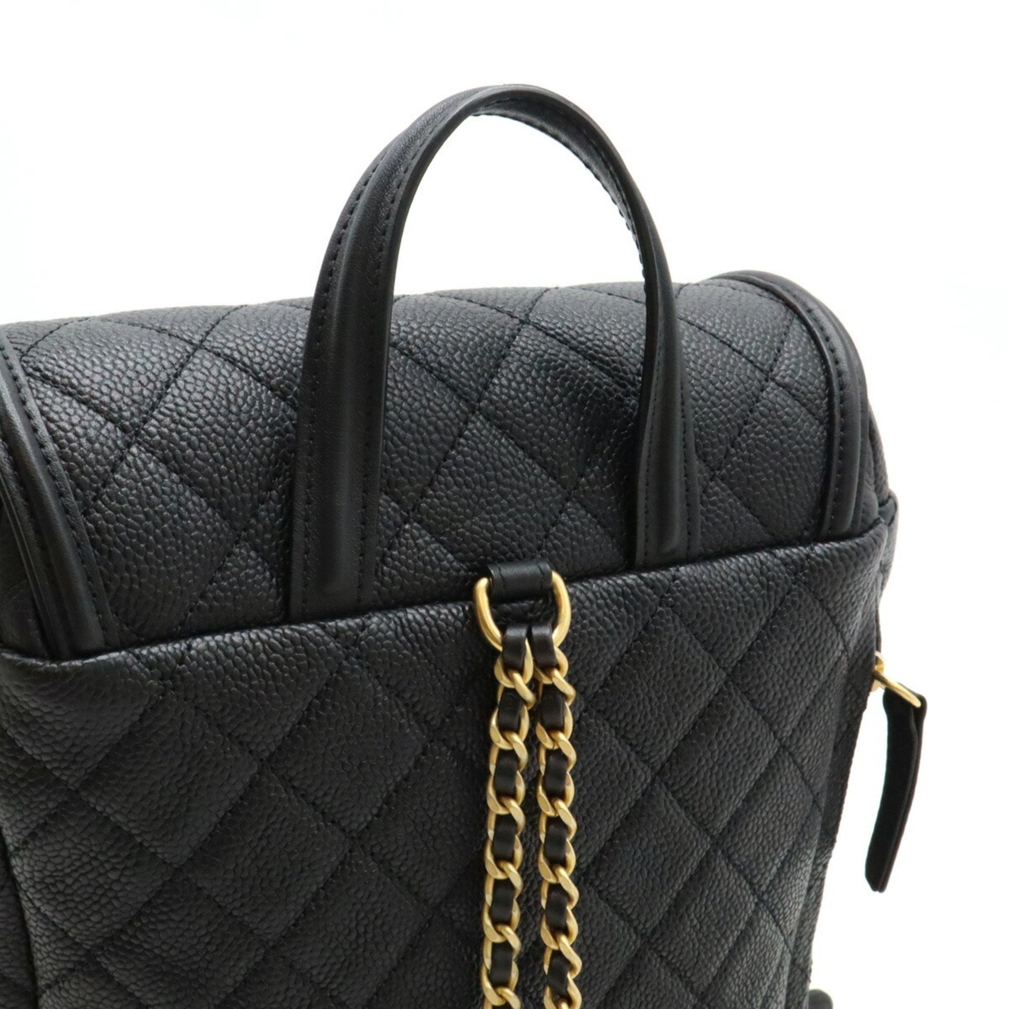 Chanel Caviar Skin Black Caviar Leather Backpack (Pre-Owned)