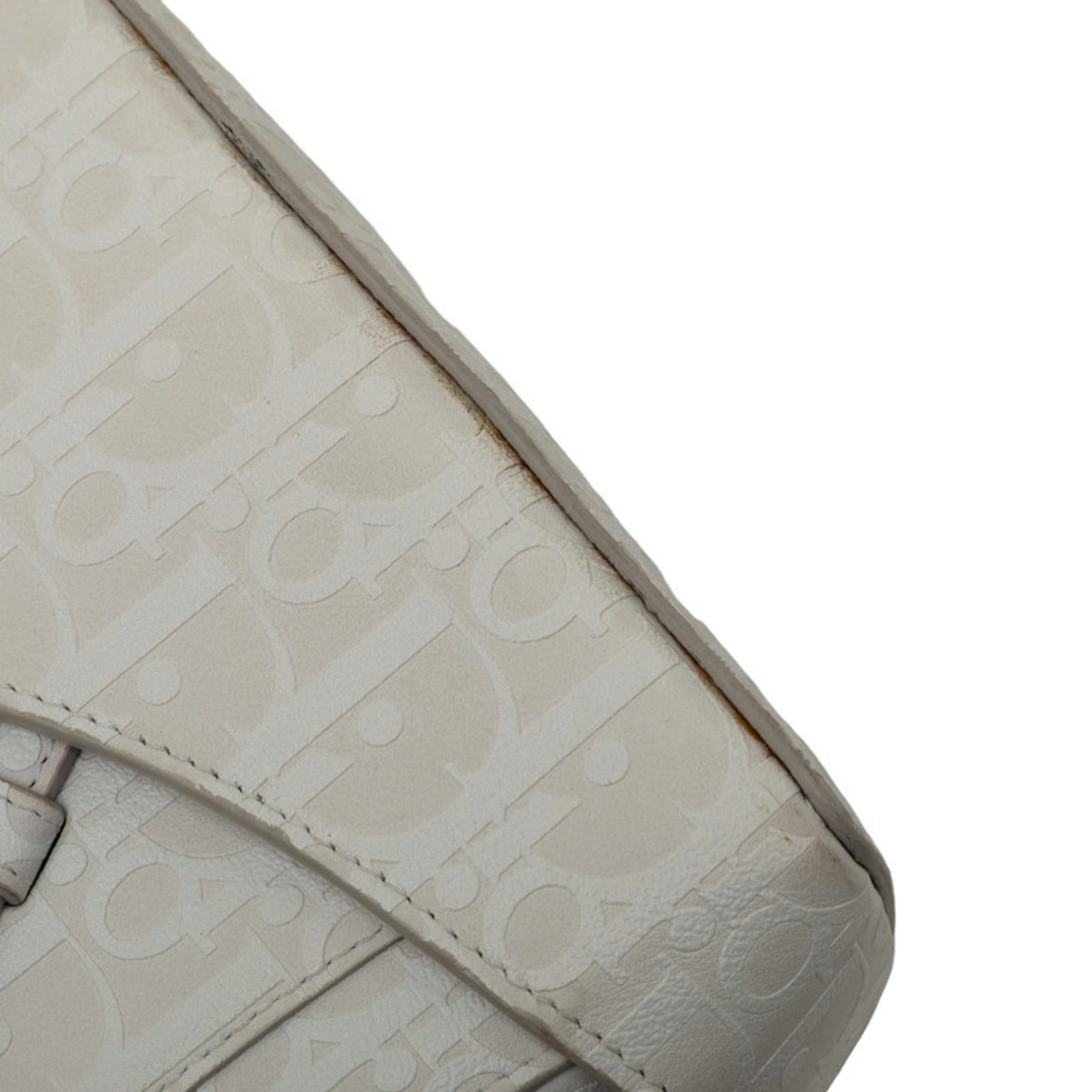 Christian Dior White Leather Saddle Bag Shoulder Bag (Pre-Owned)