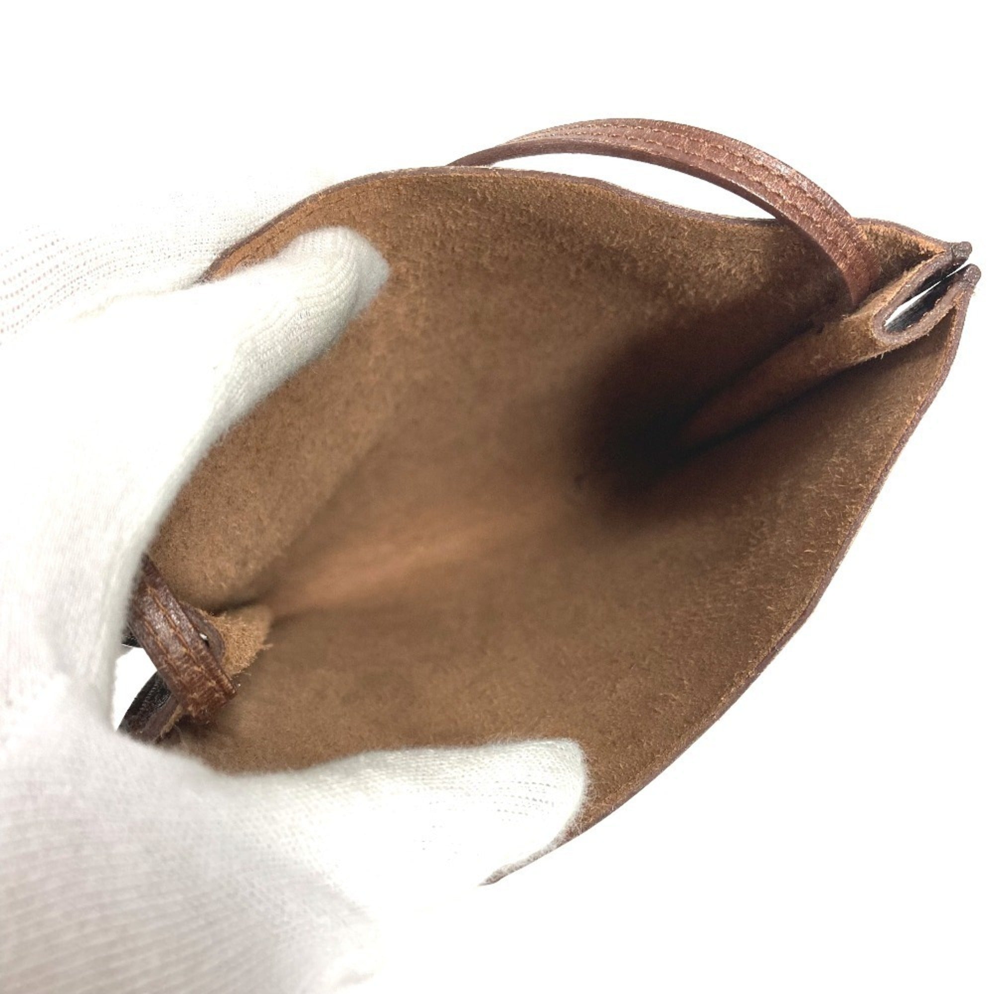 Hermes Brown Havane Box Calf Leather Pochette Shoulder Bag (Pre-Owned)