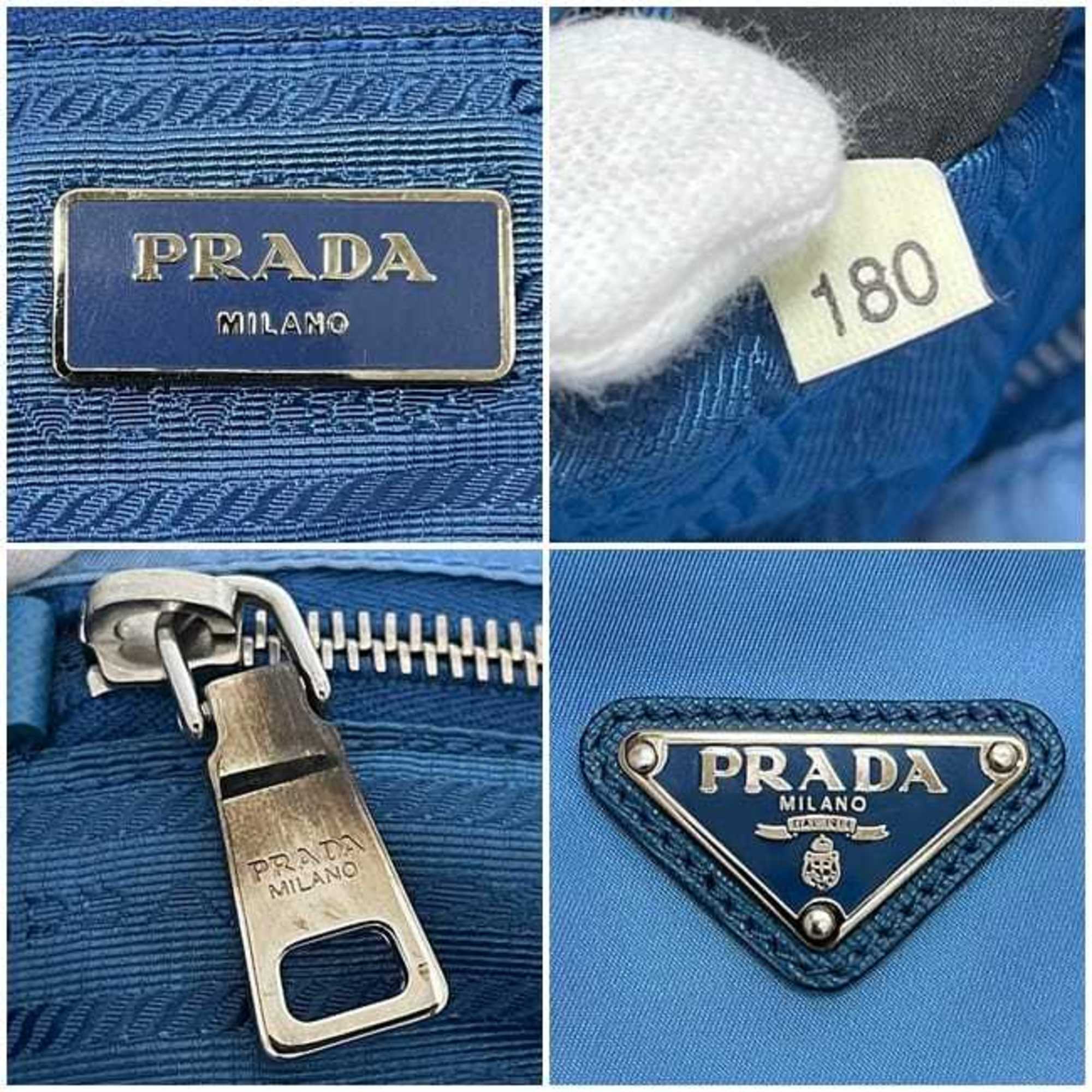 Prada Blue Light Blue Nylon Saffiano Triangle Tote Bag (Pre-Owned)