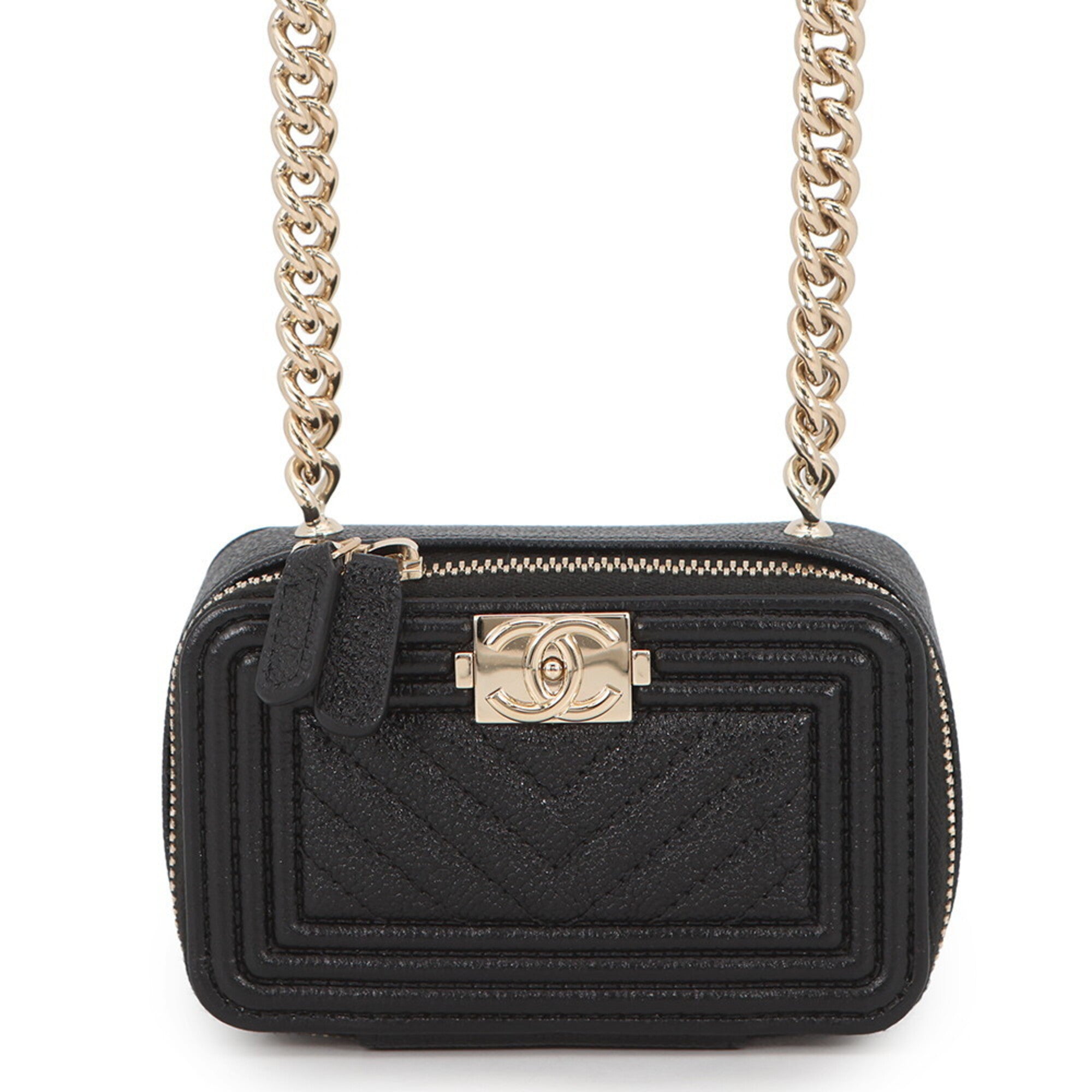 Chanel Black Grained Calfskin Shoulder Bag (Pre-Owned)