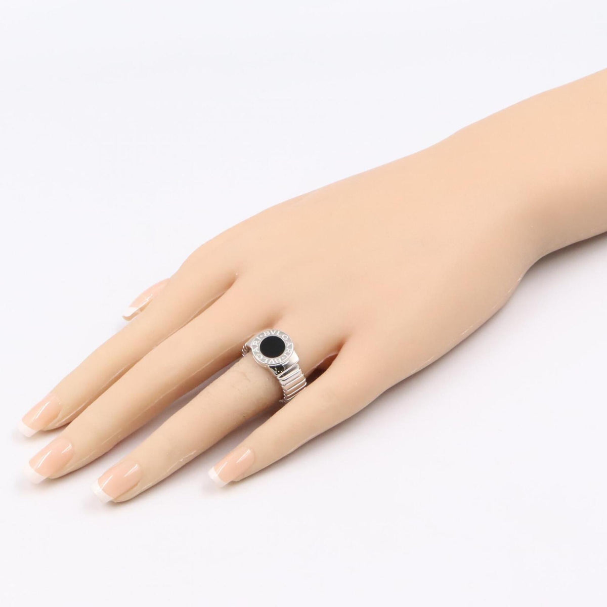 Bvlgari Silver Black White Gold (18K) Band Ring (Pre-Owned)